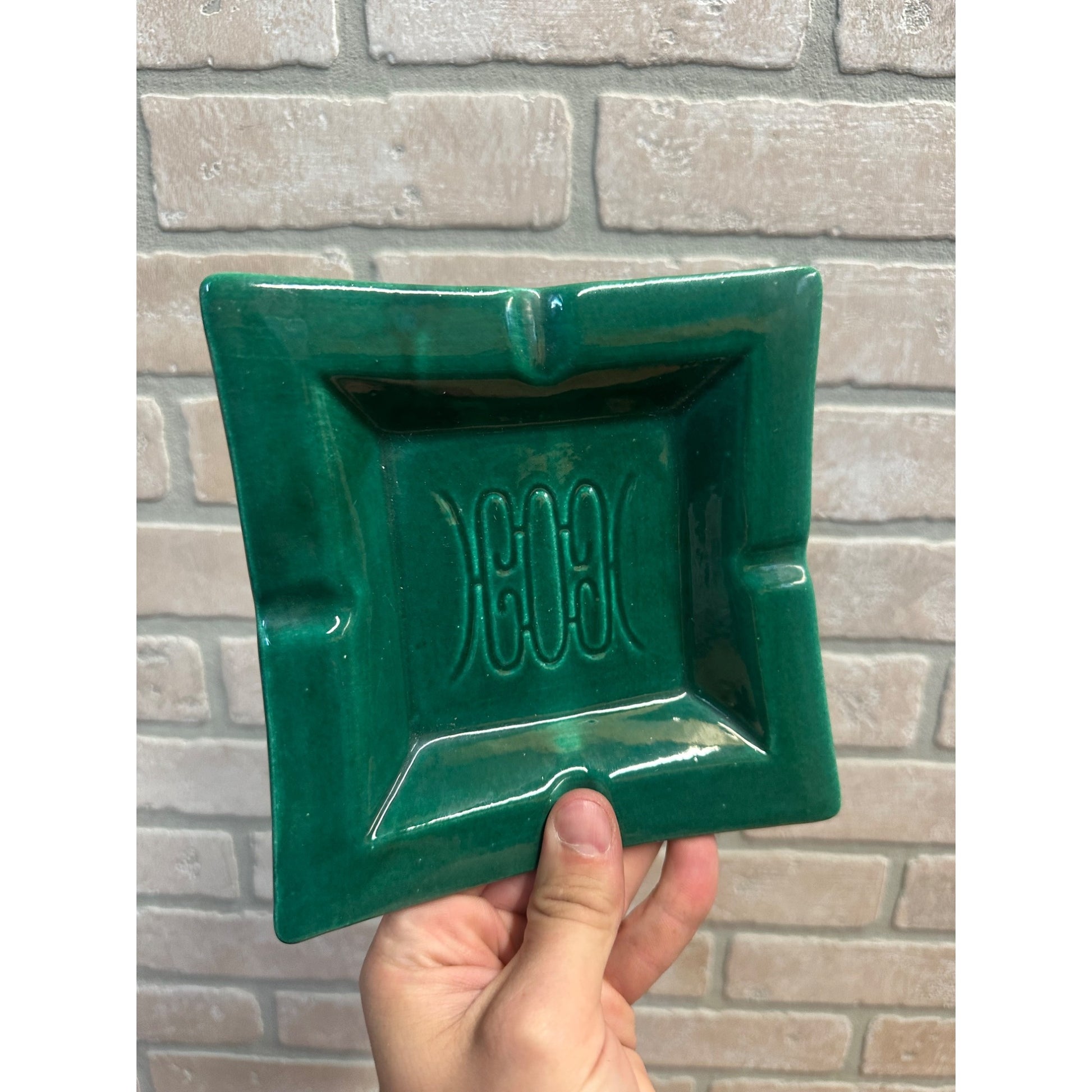 Vintage MCM Mid-Century Don Jay Ceramics California Green Ashtray 7"x7"
