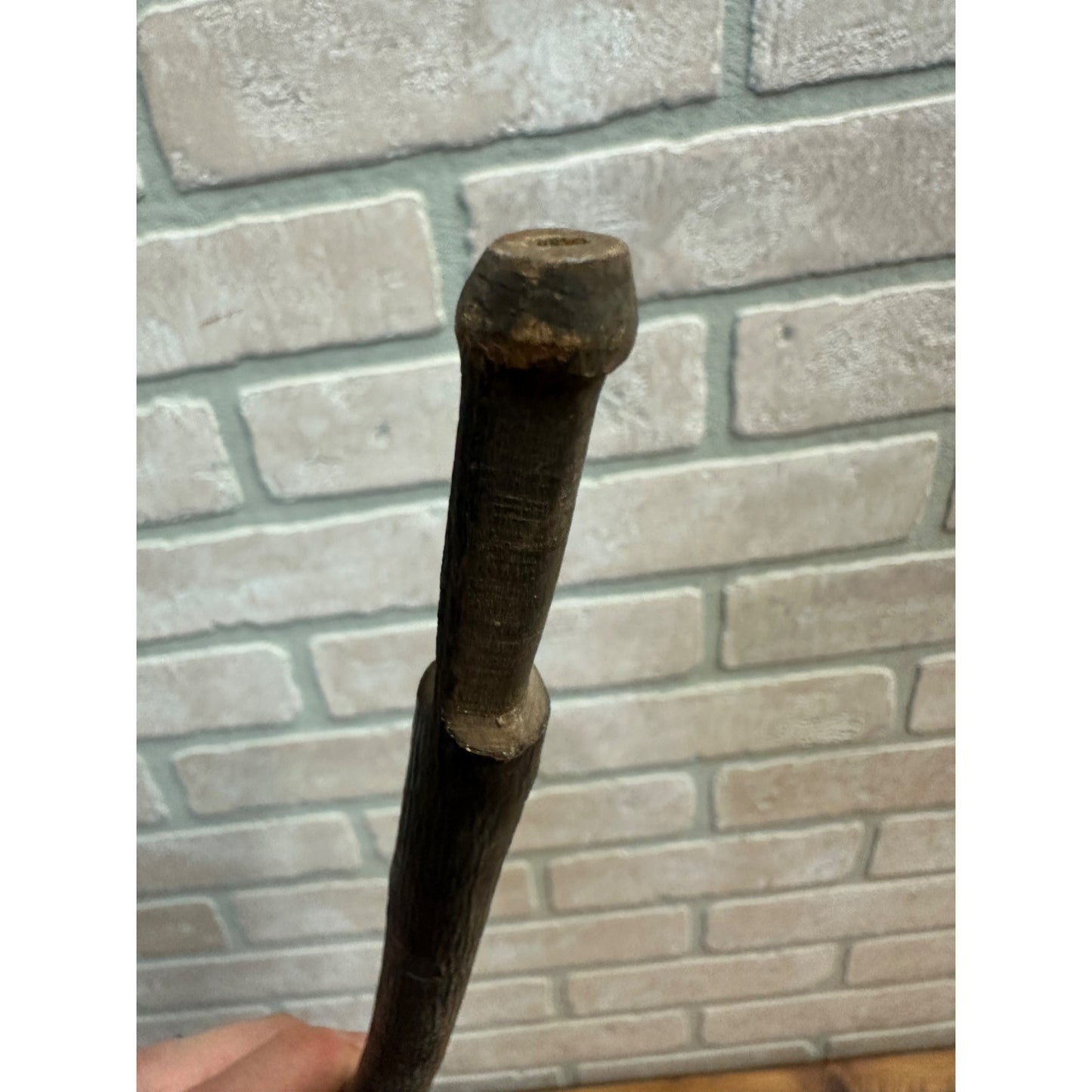 Vintage Early 1900s Hand Carved Wooden Stick Wood 17" Smoking Pipe
