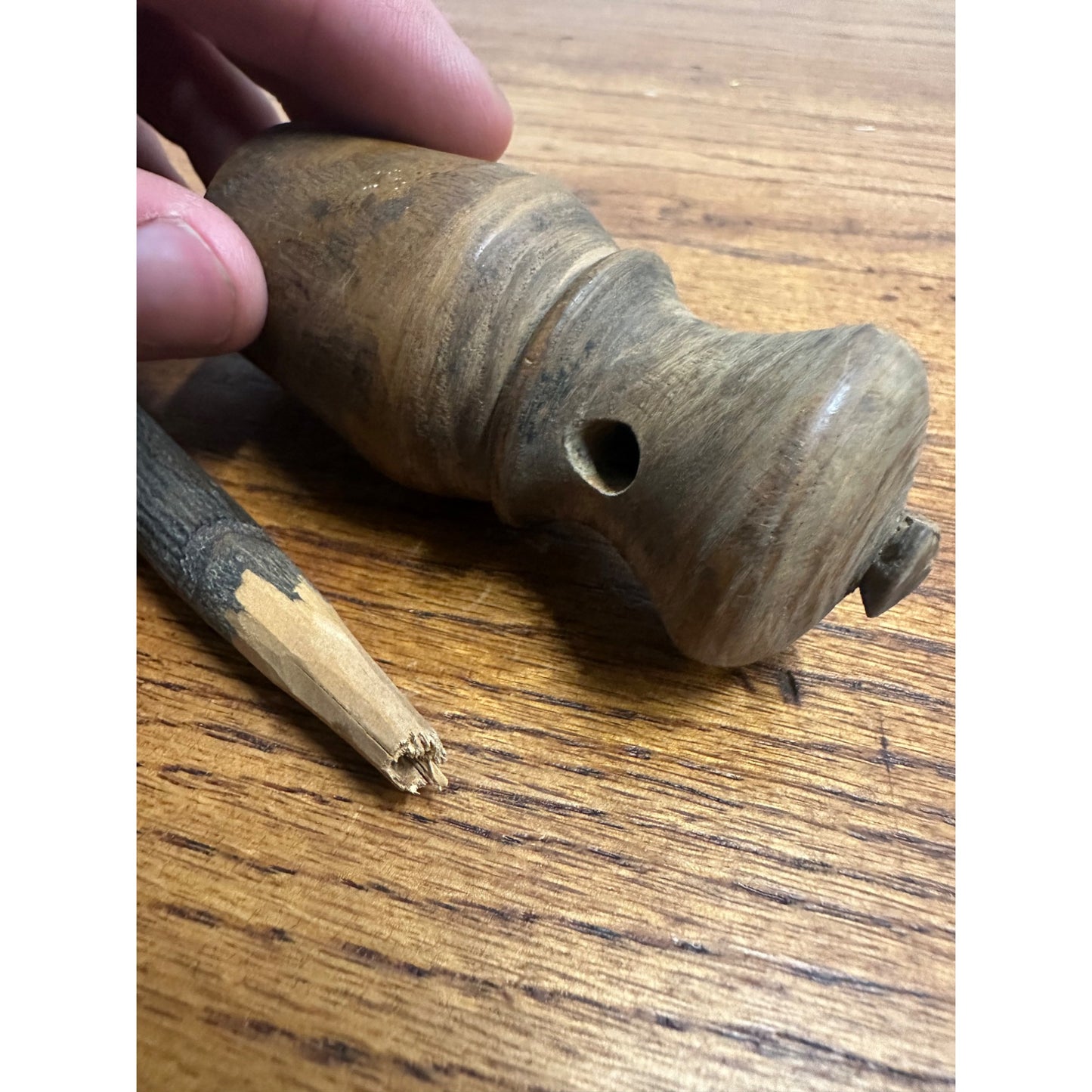 Vintage Early 1900s Hand Carved Wooden Stick Wood 17" Smoking Pipe