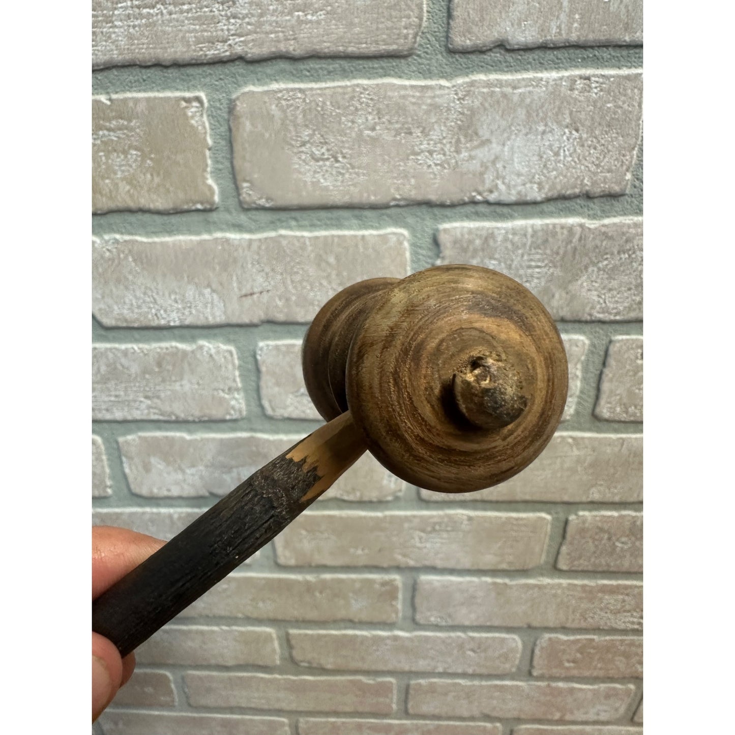 Vintage Early 1900s Hand Carved Wooden Stick Wood 17" Smoking Pipe