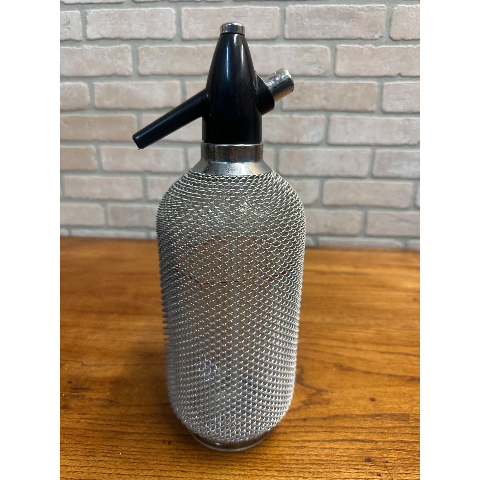 Vintage Art Deco 1940s Soda Siphon Seltzer Bottle Wire Mesh Barware