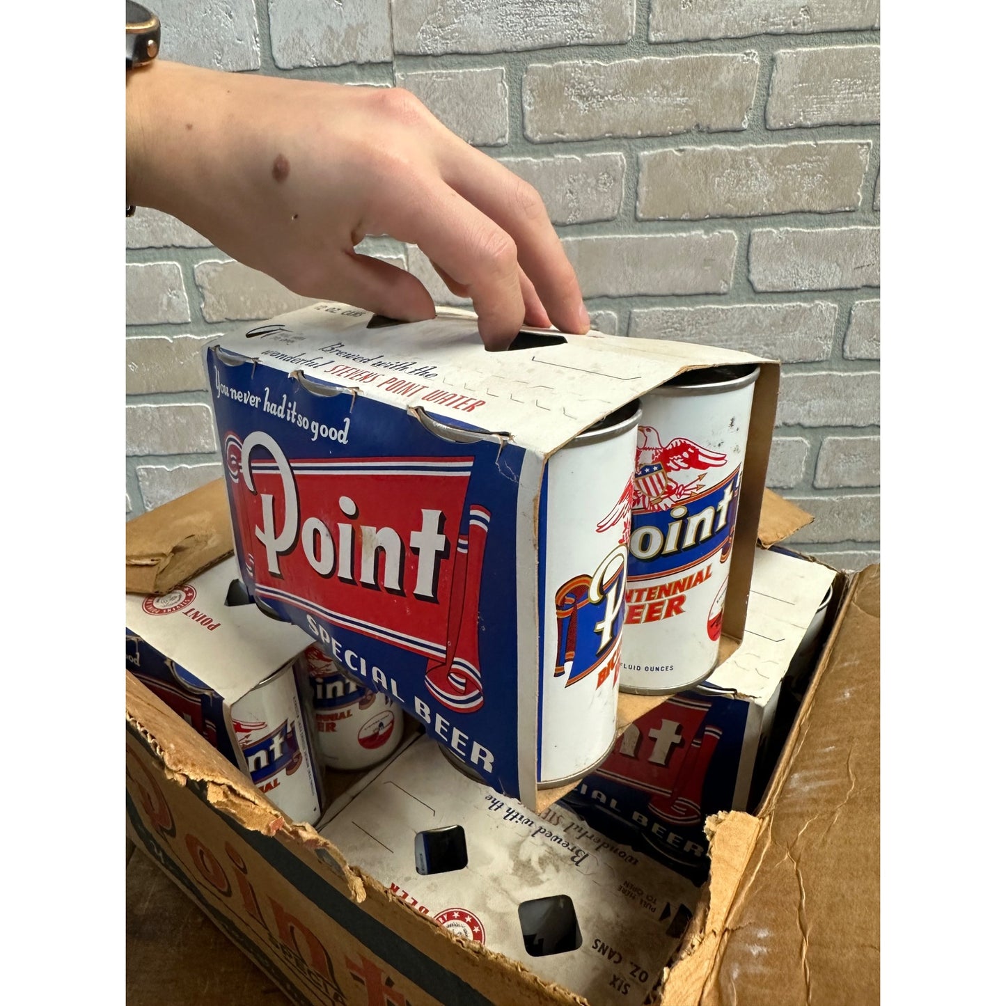 Vintage 1970s Point Special Beer Wis 48 Pack Beer Box Crate Full w/ Cans