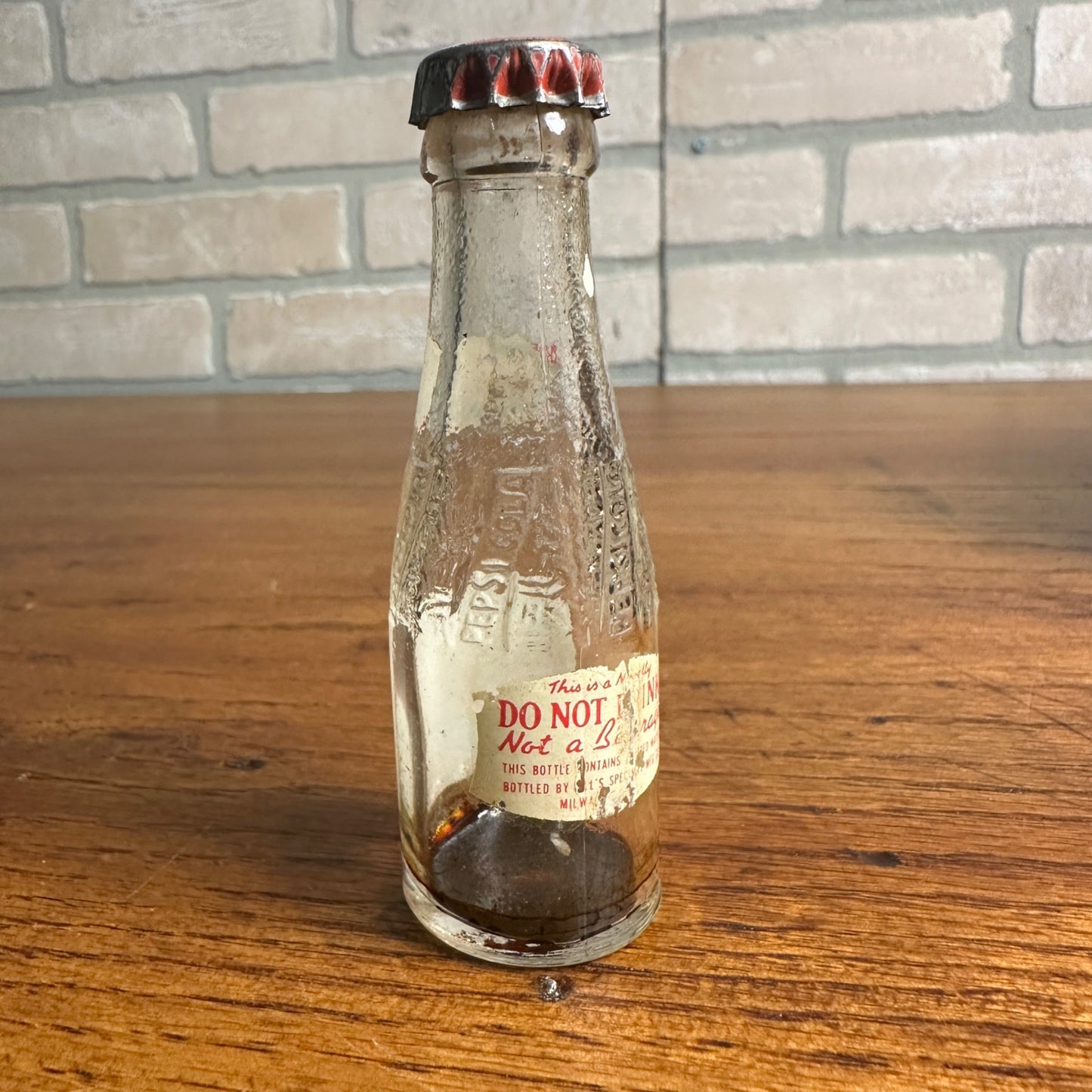 Rare Pepsi Cola Mini Bottle 1930's 1940's Double Dot Litho Cap Soda