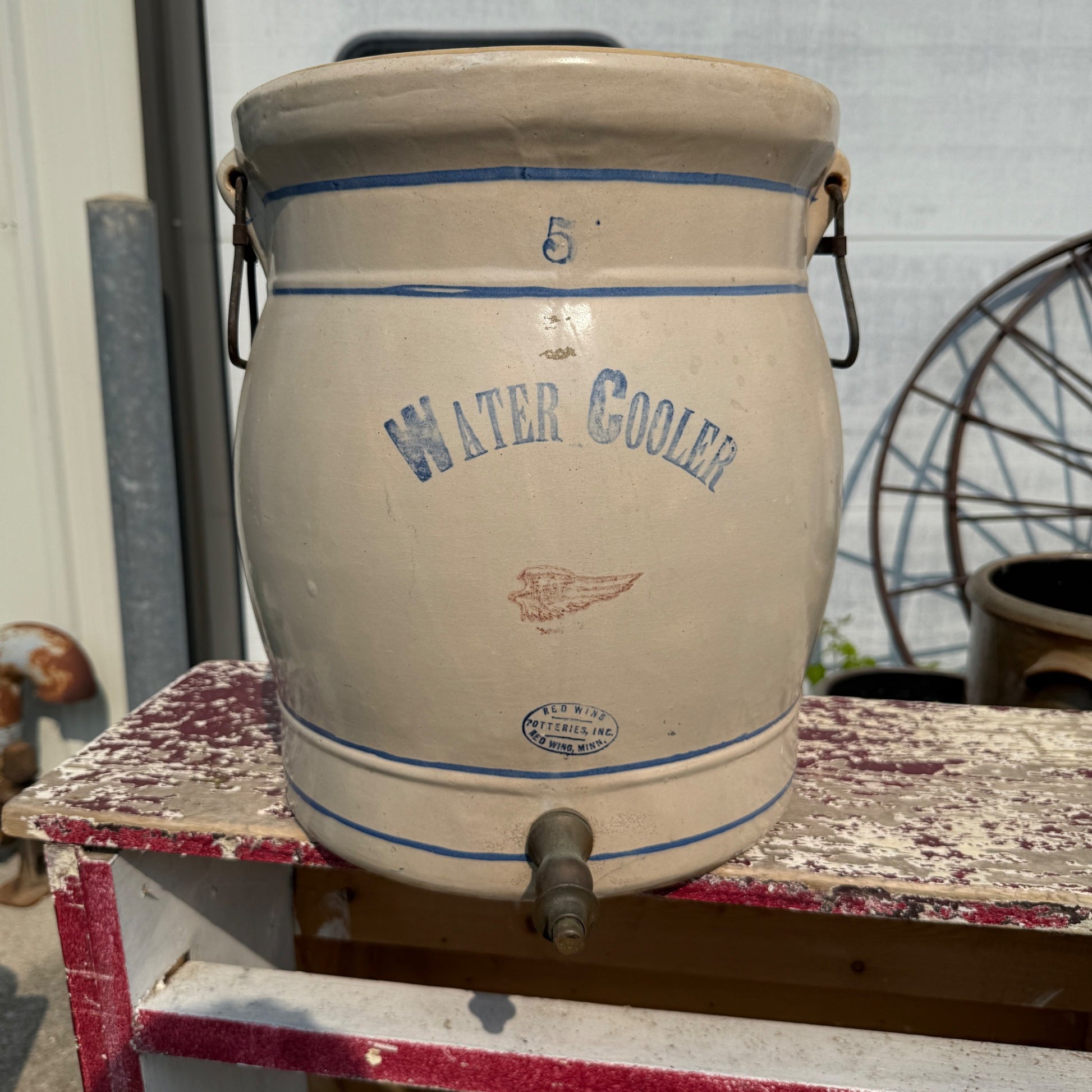 5 Gallon Red Wing Stoneware Water Cooler W/ Spigot No Lid