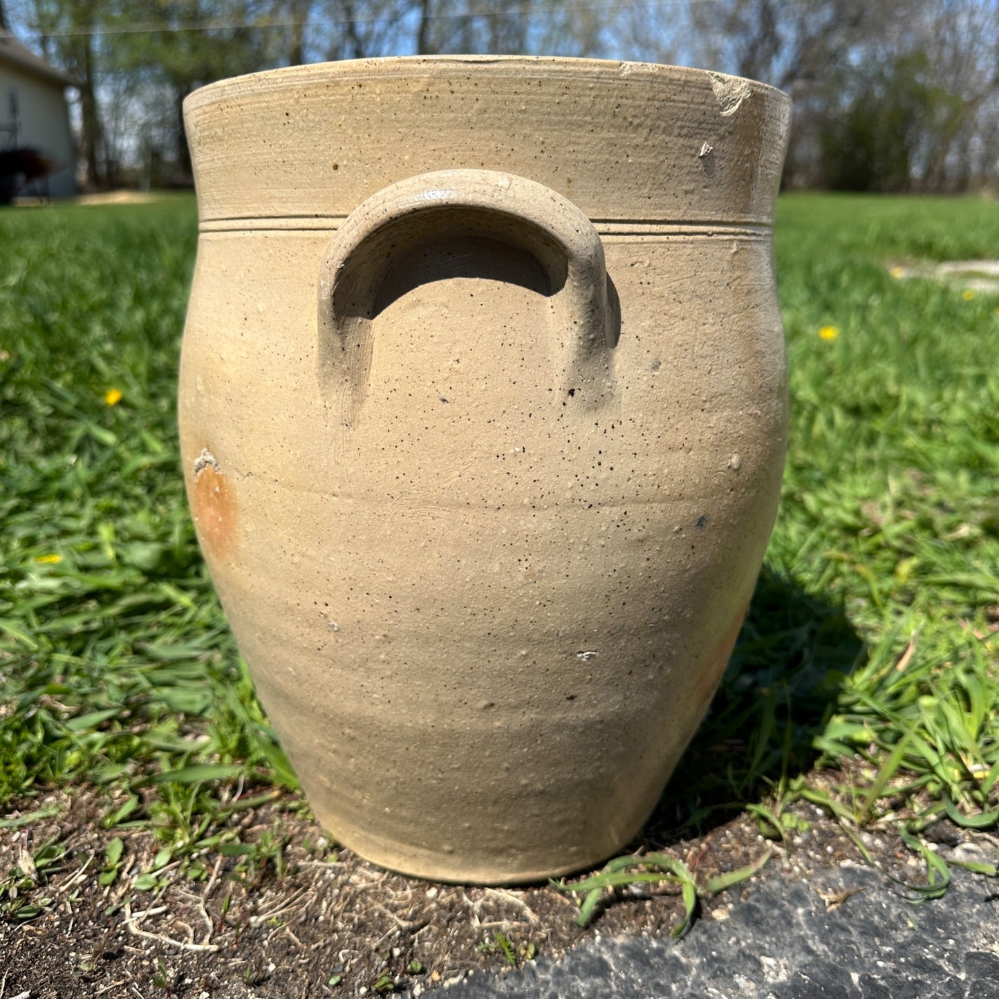 Antique 3 Gallon Stoneware Salt Glazed Ohio Crock Boston Cobalt Decorated