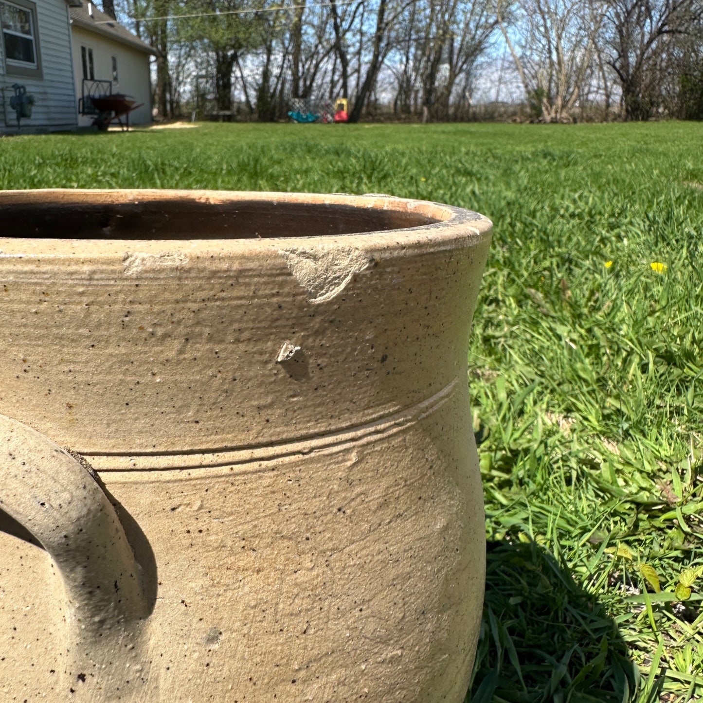 Antique 3 Gallon Stoneware Salt Glazed Ohio Crock Boston Cobalt Decorated