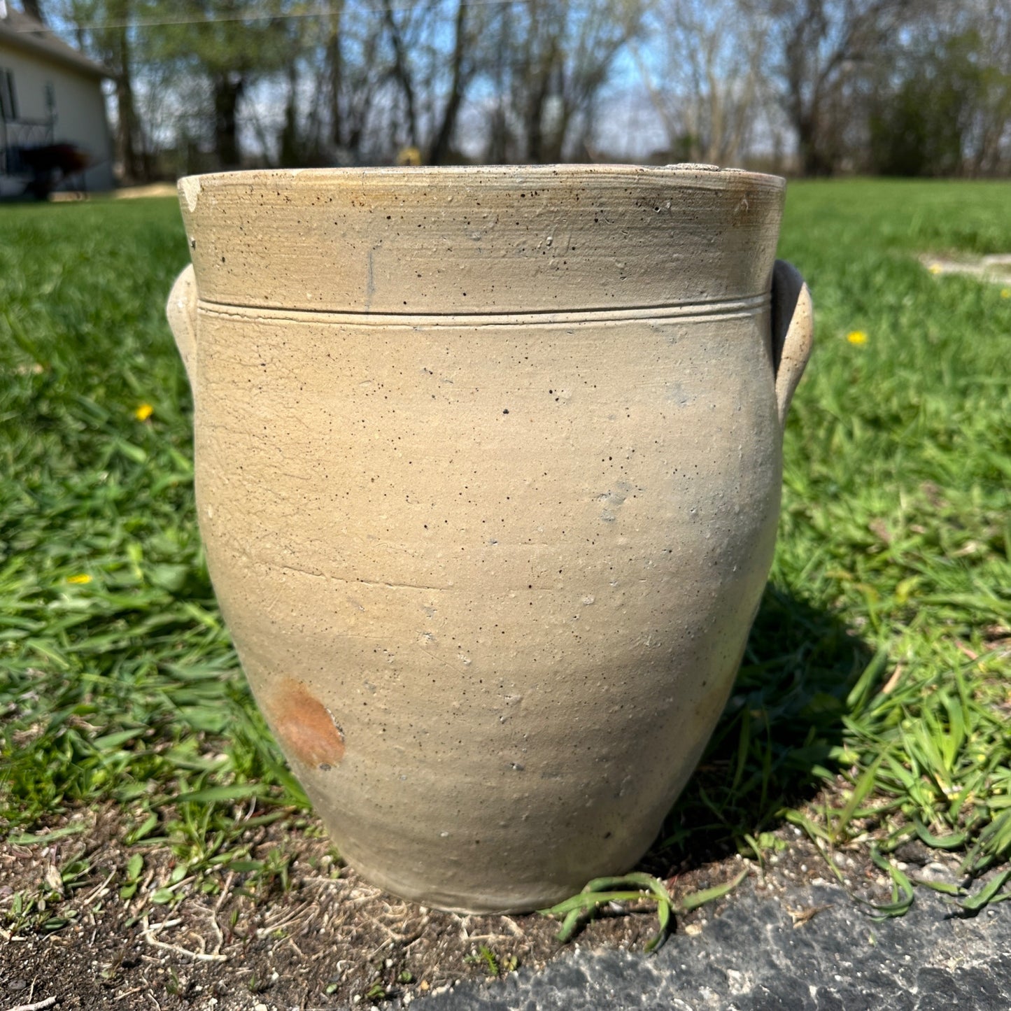 Antique 3 Gallon Stoneware Salt Glazed Ohio Crock Boston Cobalt Decorated