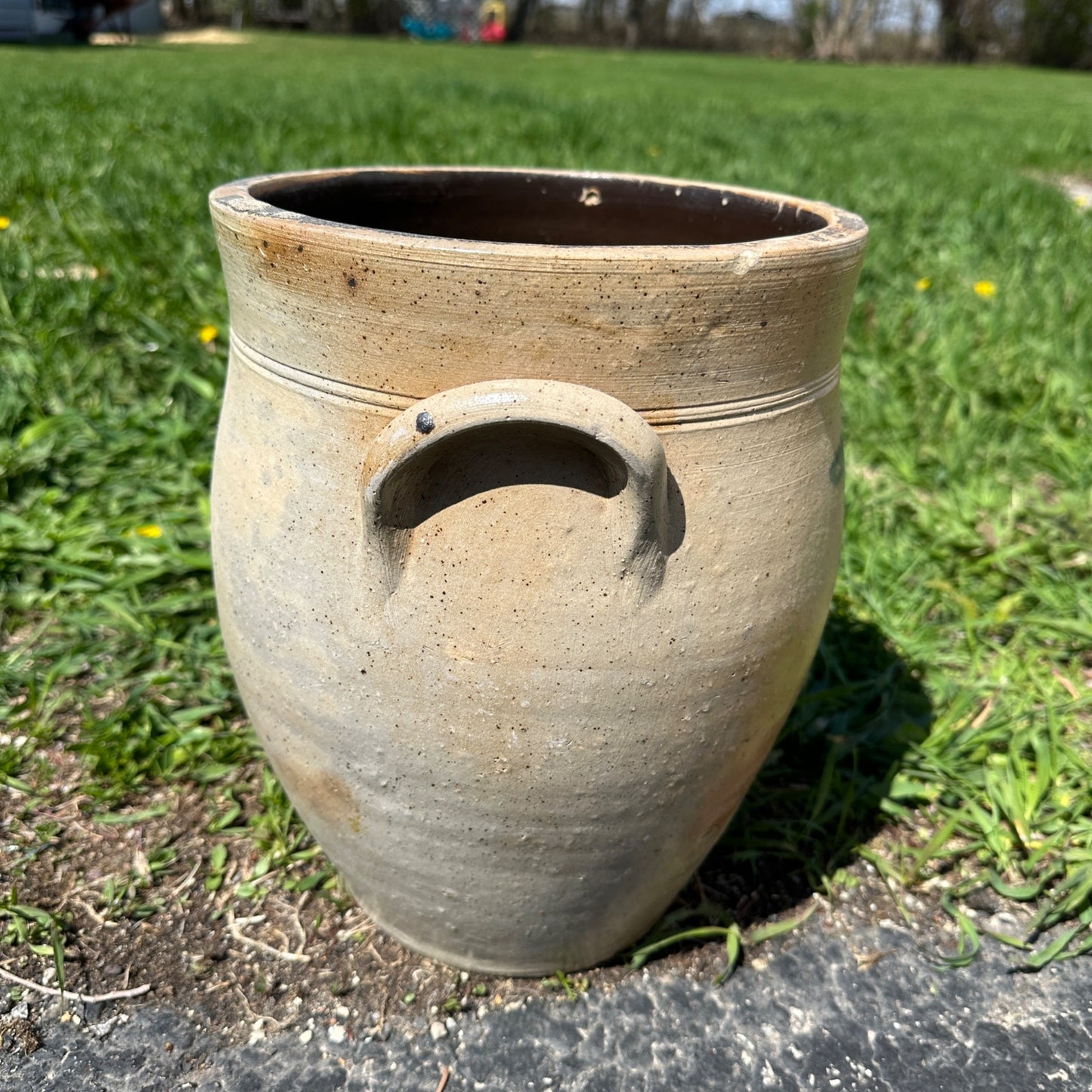 Antique 3 Gallon Stoneware Salt Glazed Ohio Crock Boston Cobalt Decorated