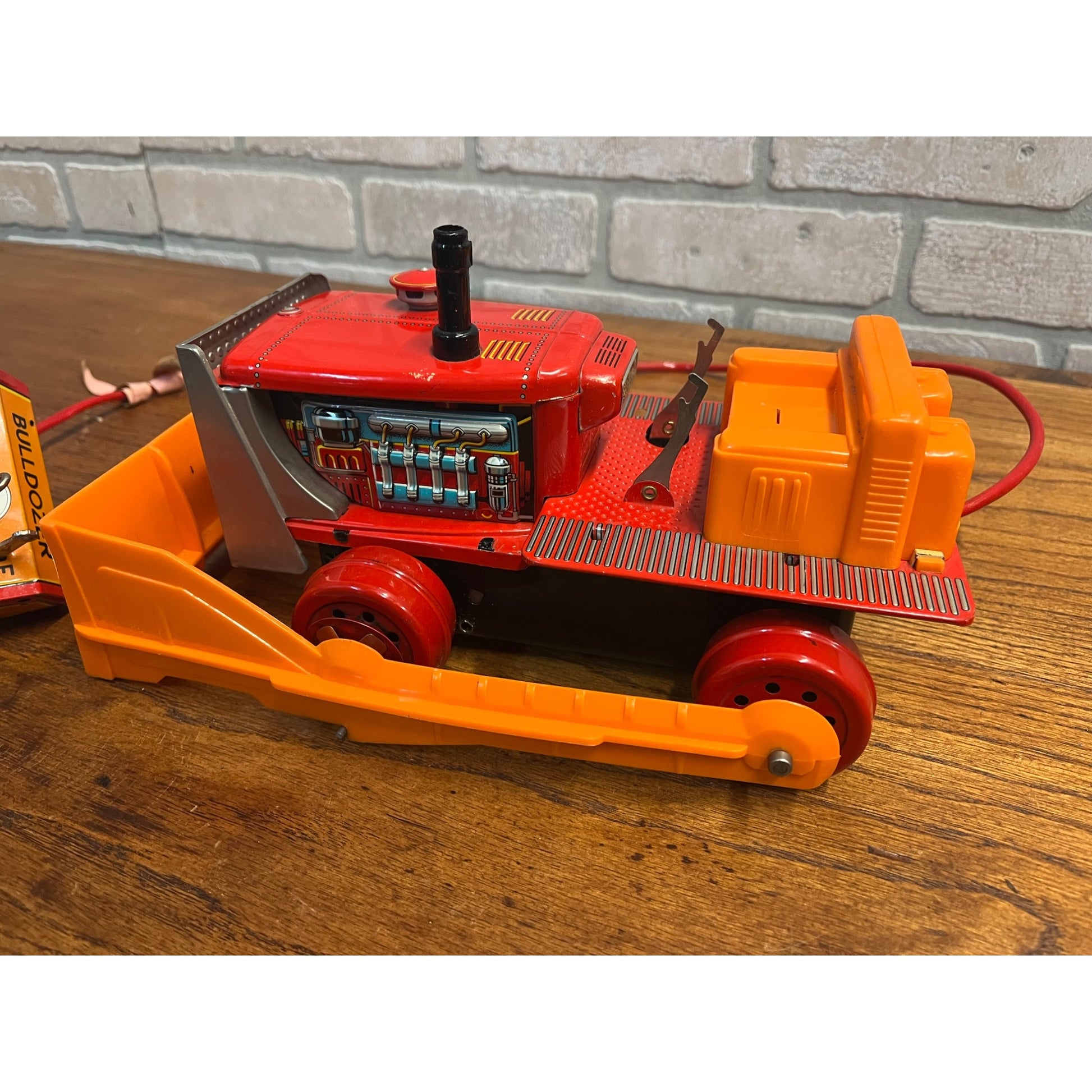 Vintage 1960s Cragston Tin Litho Bulldozer Battery Operated Toy - Japan