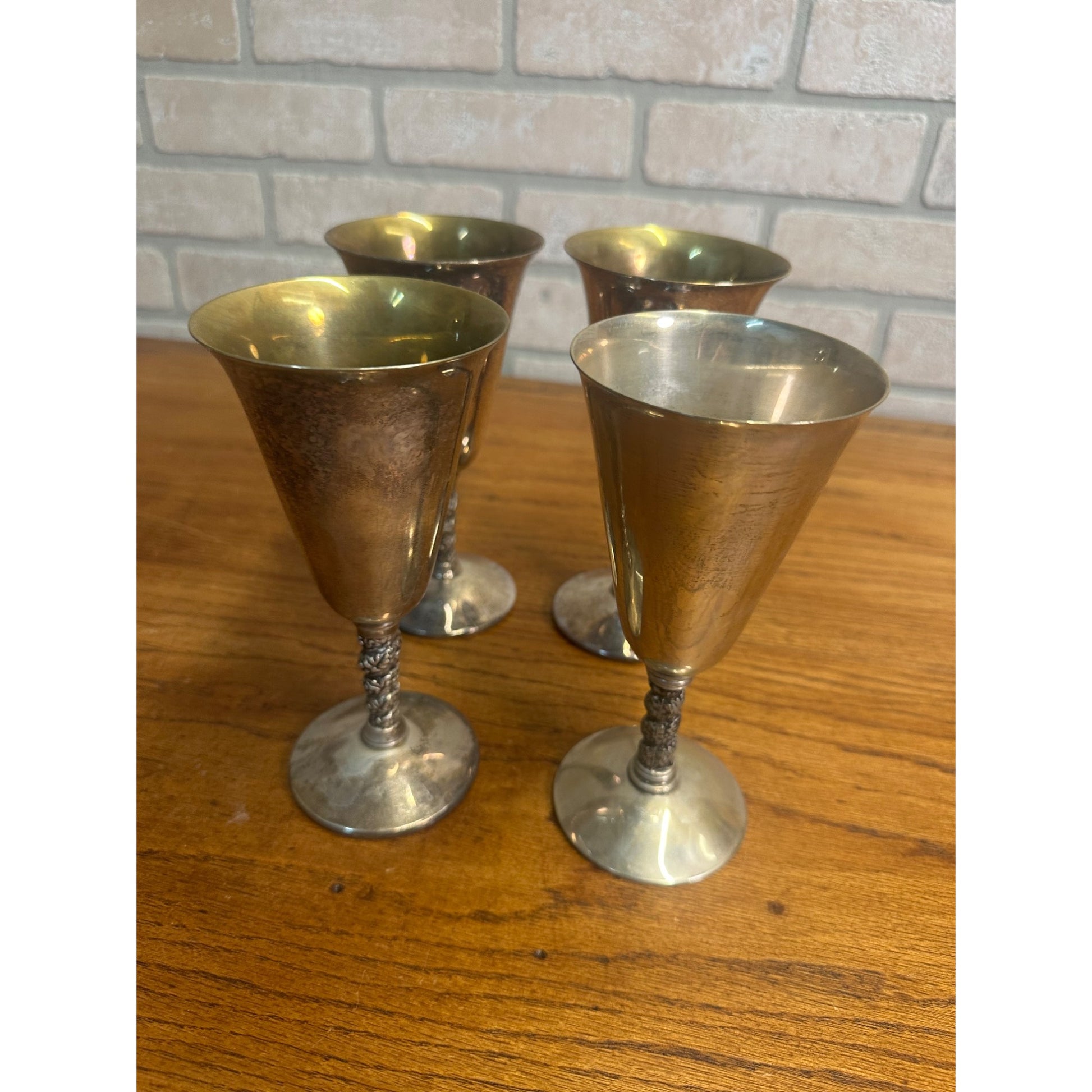 Vintage Valero EPB Silver Spain Gothic WEDDING GOBLETS (4) Champagne Stem Cups