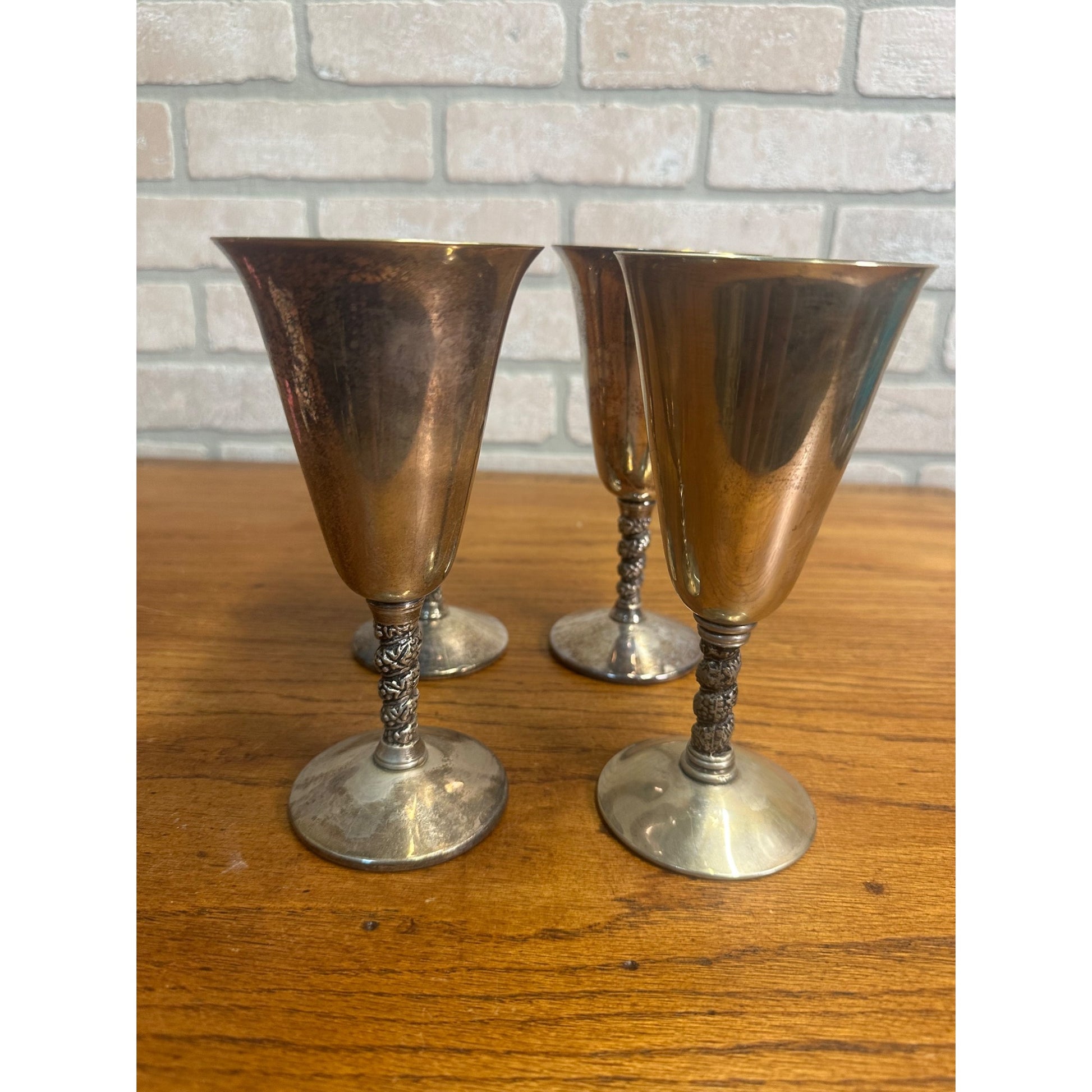 Vintage Valero EPB Silver Spain Gothic WEDDING GOBLETS (4) Champagne Stem Cups