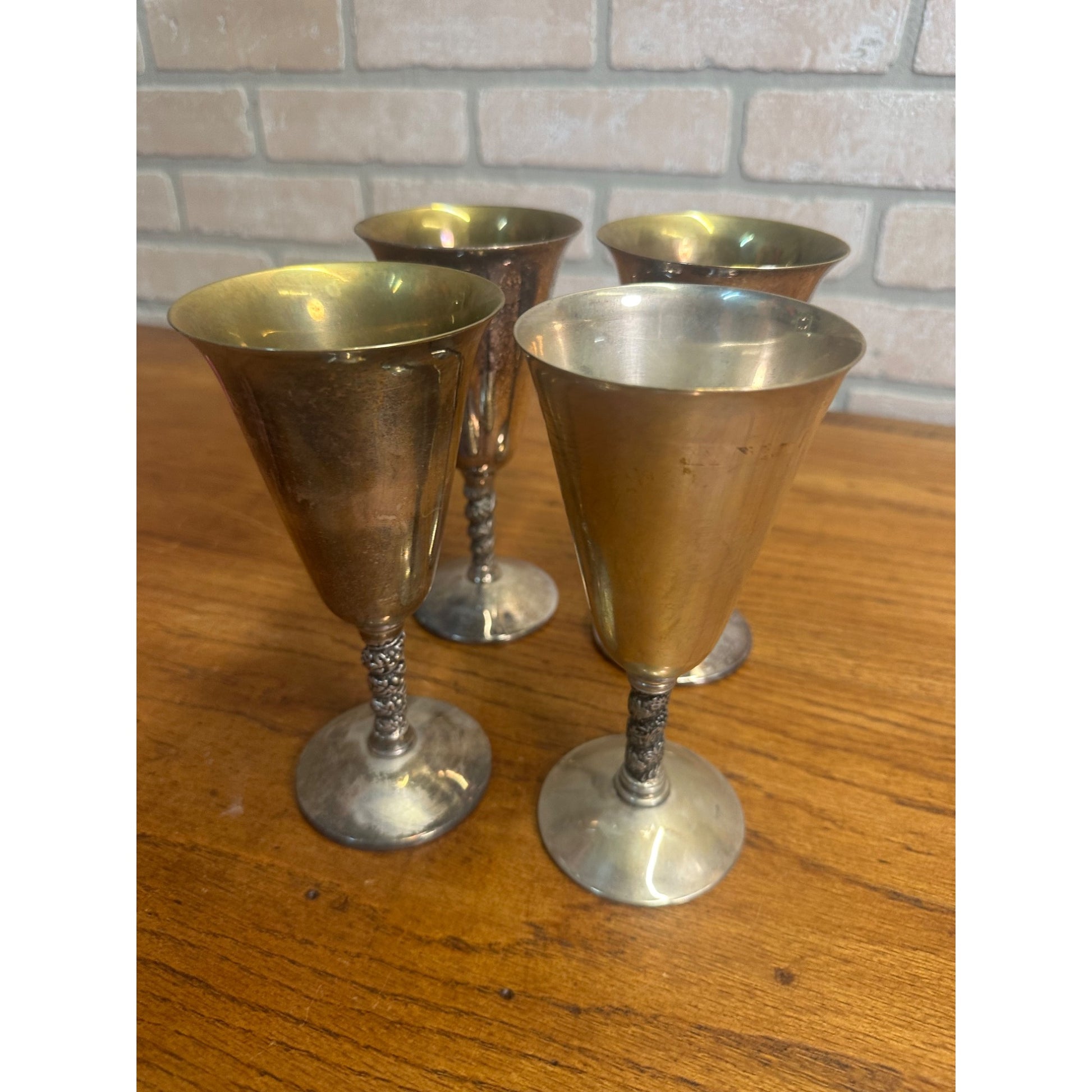 Vintage Valero EPB Silver Spain Gothic WEDDING GOBLETS (4) Champagne Stem Cups