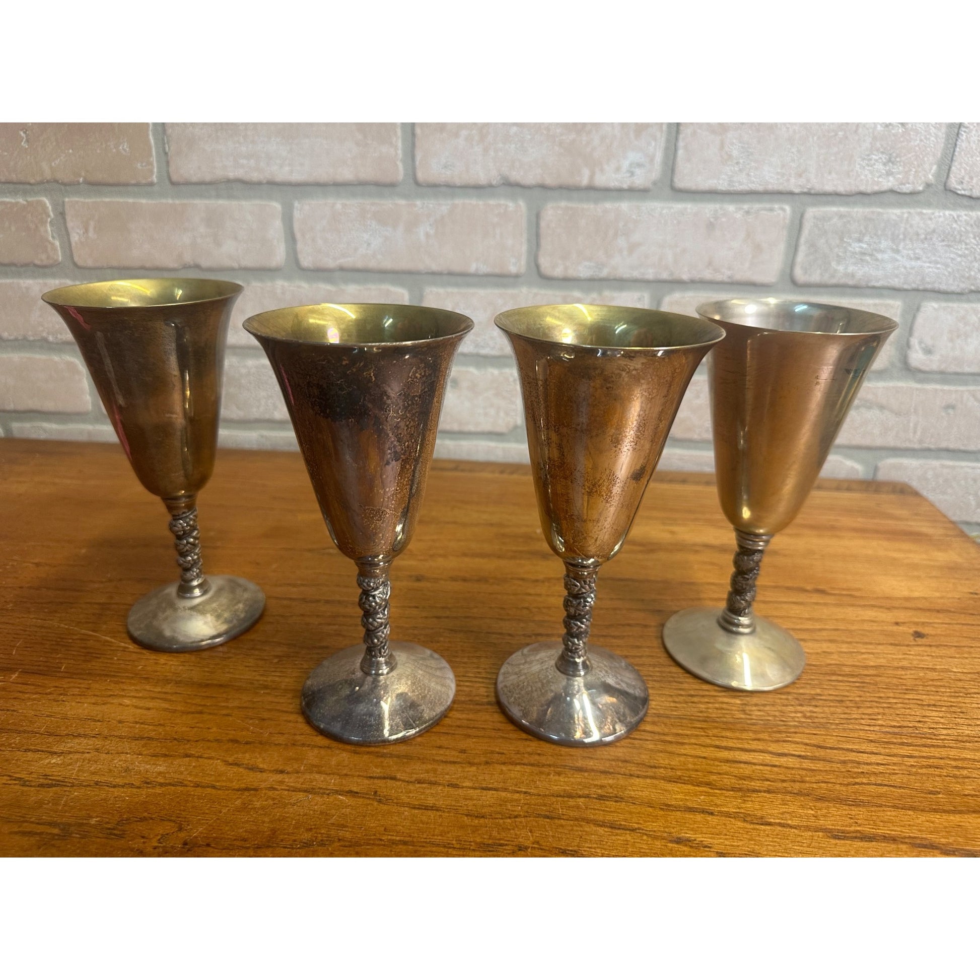 Vintage Valero EPB Silver Spain Gothic WEDDING GOBLETS (4) Champagne Stem Cups