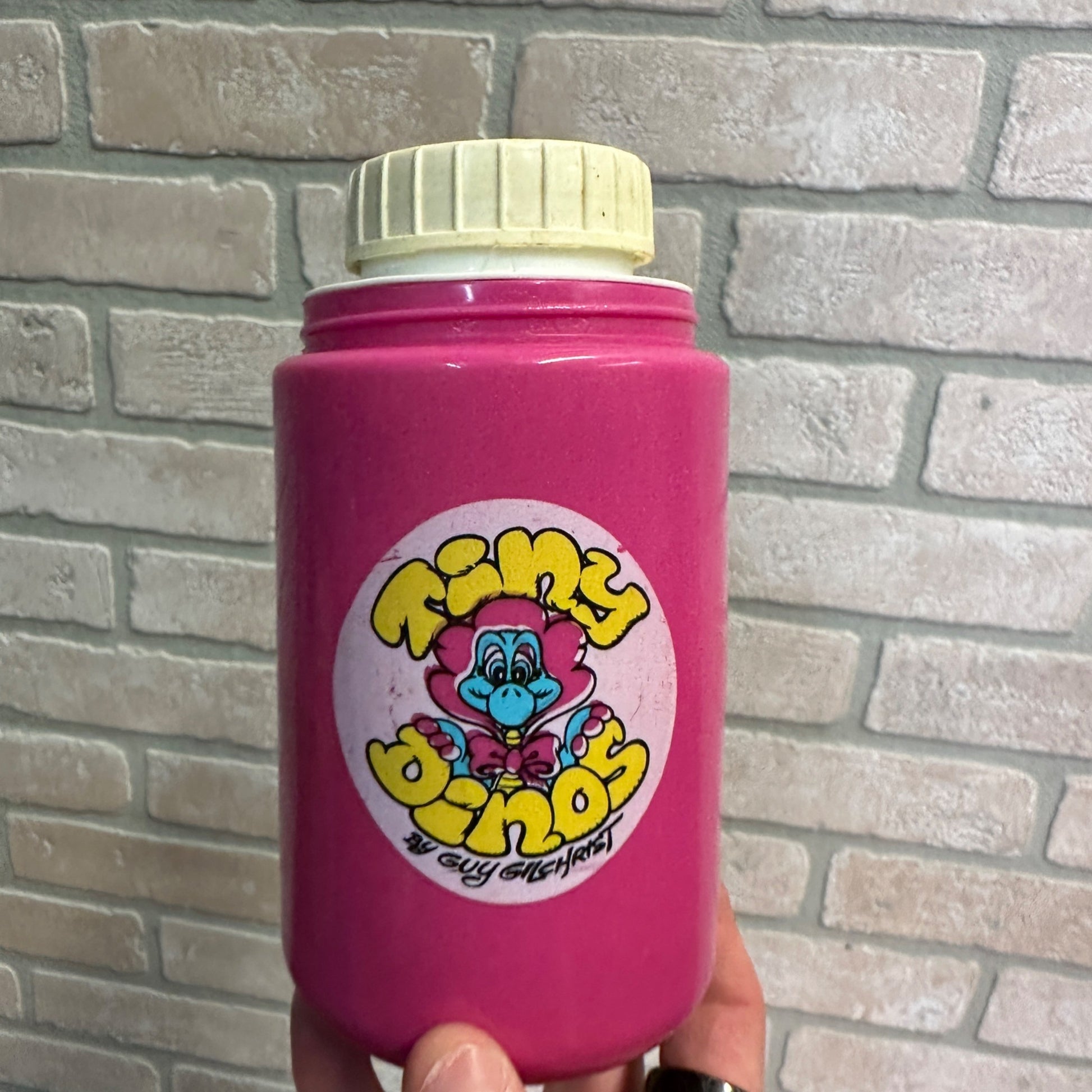 Vintage Thermos Only Tiny Dinos Pink Bottle Guy Gilchrist - NO CAP