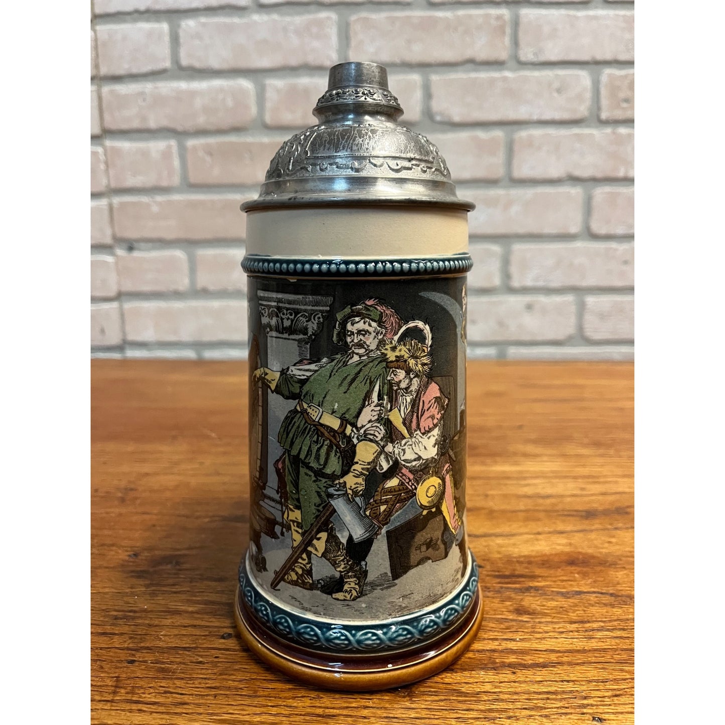 Mettlach Antique Vintage German Beer Stein 2271/1055 Pewter Lid 1/2L Old German