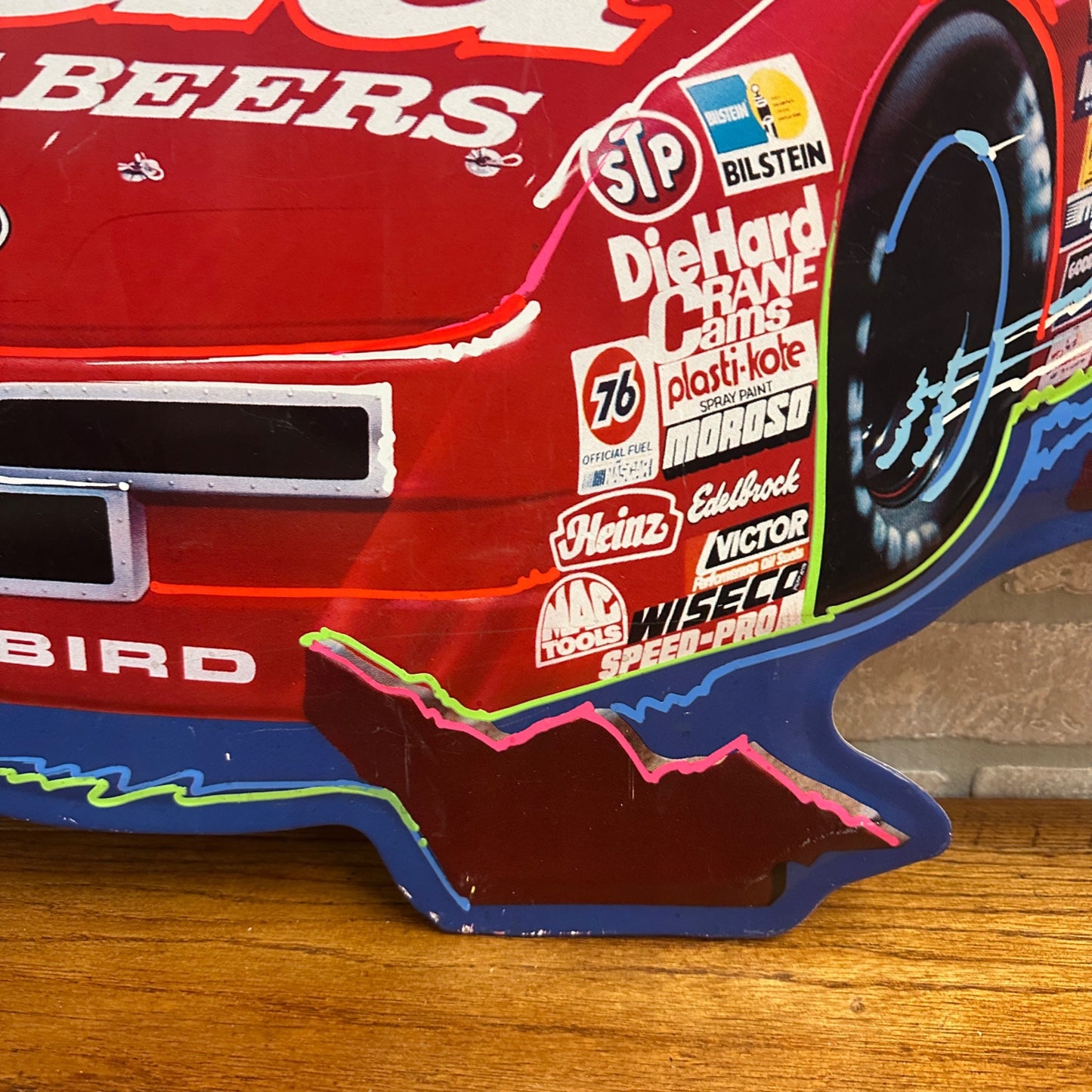 Budweiser Ford Thunderbird #11 Nascar Embossed Tin Mancave Sign 32”x28”