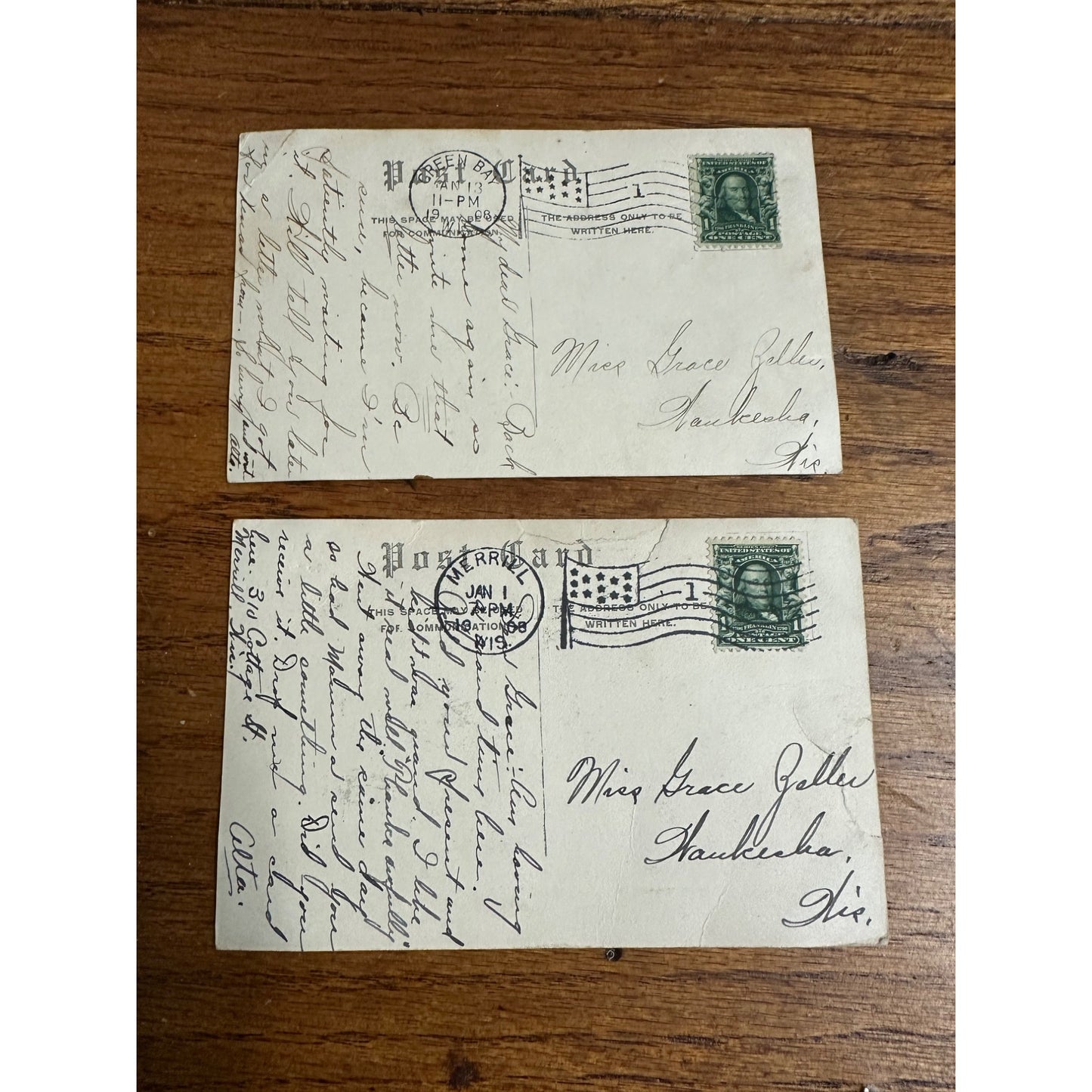Vintage (2) Wausau Wisconsin Wis Original Postcards Railroad Depot Tower