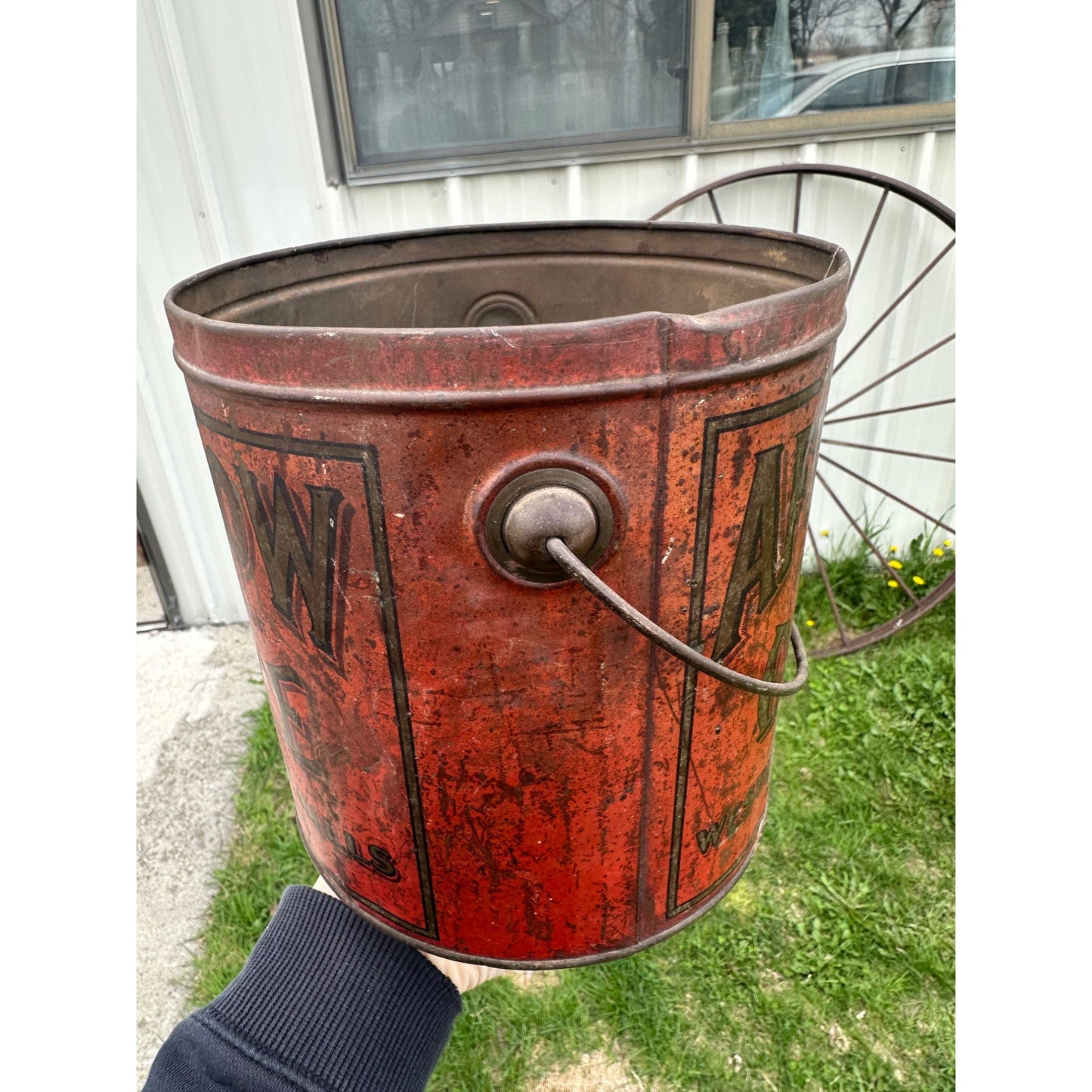 Antique After Glow Coffee Marshalltown Iowa 4lb Tin Pail Western Grocer Mills