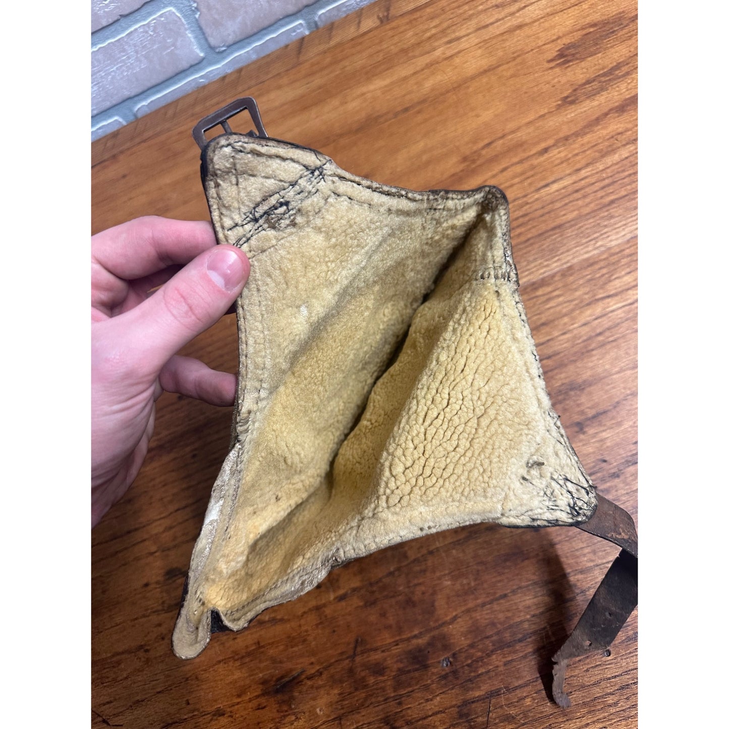 Antique Early 1900s Leather Motorcycle or Aviator Pilot's Leather Skull Cap