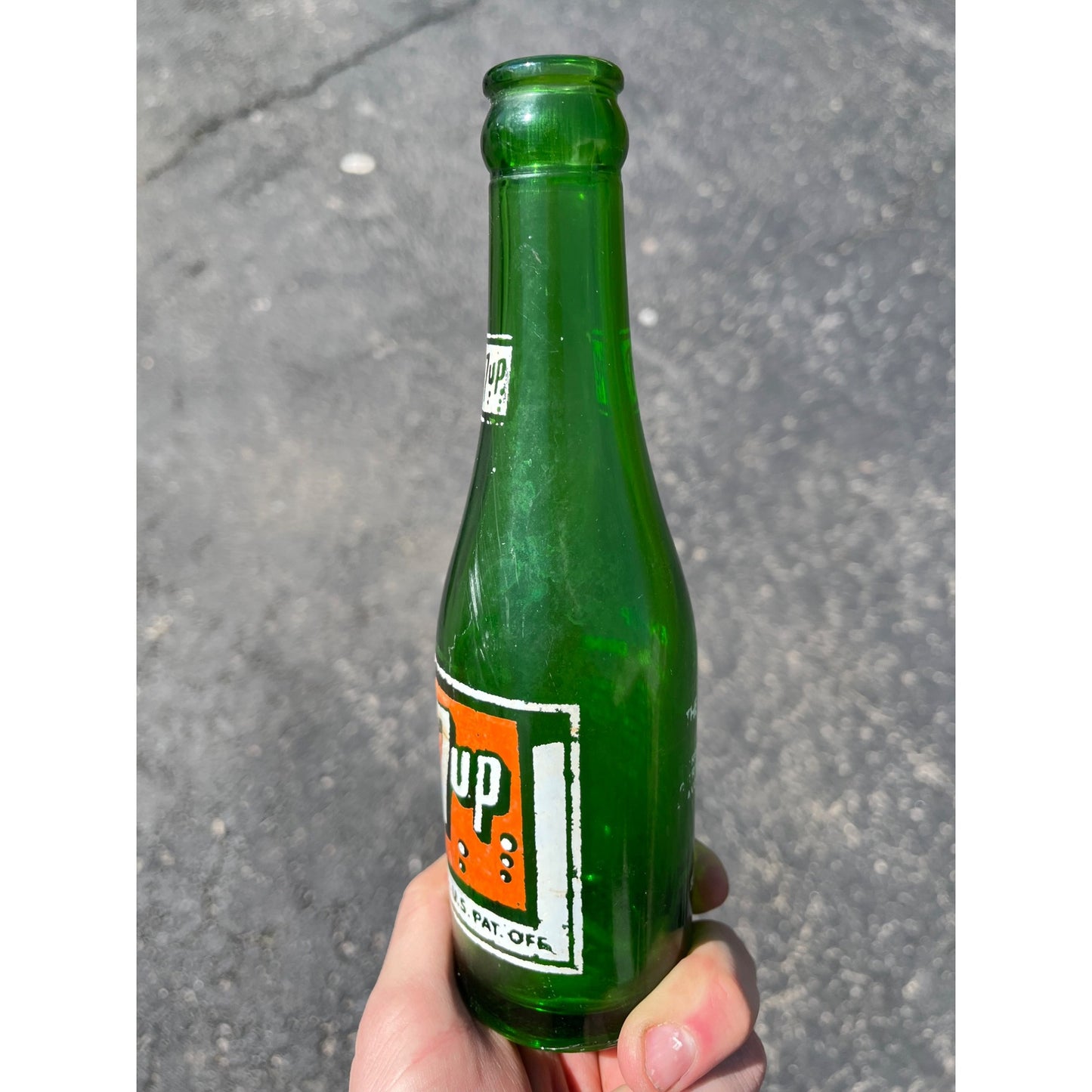 Vintage 7Up Seven-Up Glass Soda Bottle 7oz Swimmer Girl Johnson City TN