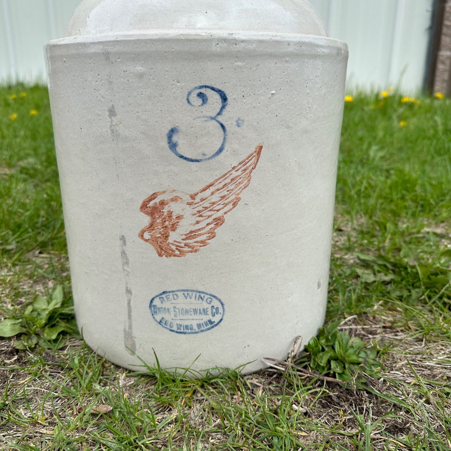 Antique 3 Gallon Red Wing Stoneware Jug Crock