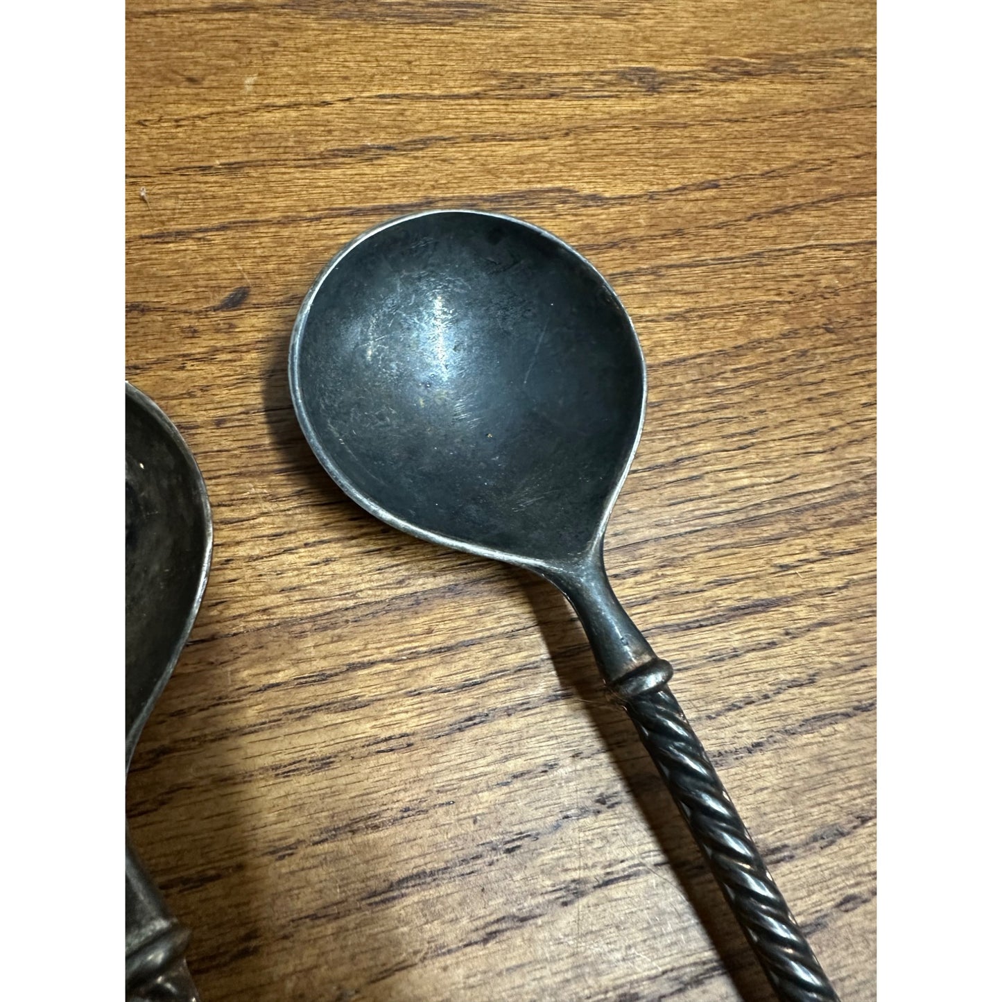 Vintage Italian Silver EP Zinc 9.5” Twist Handle Serving Spoon & Fork