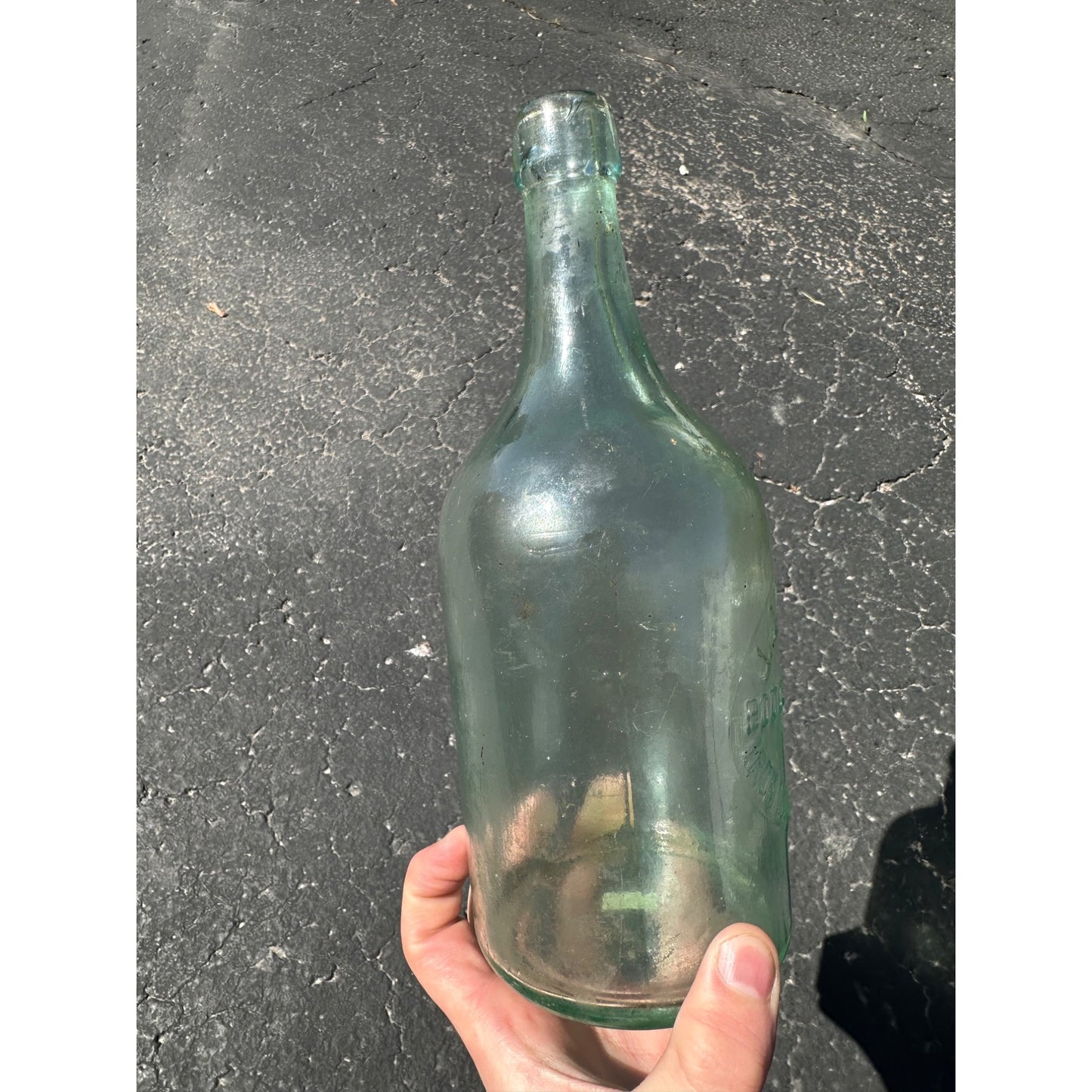 SCARCE Pre-Pro 1890s JJ Tirschel Bottling Works Iron Mountain Mich. Beer Bottle Aqua