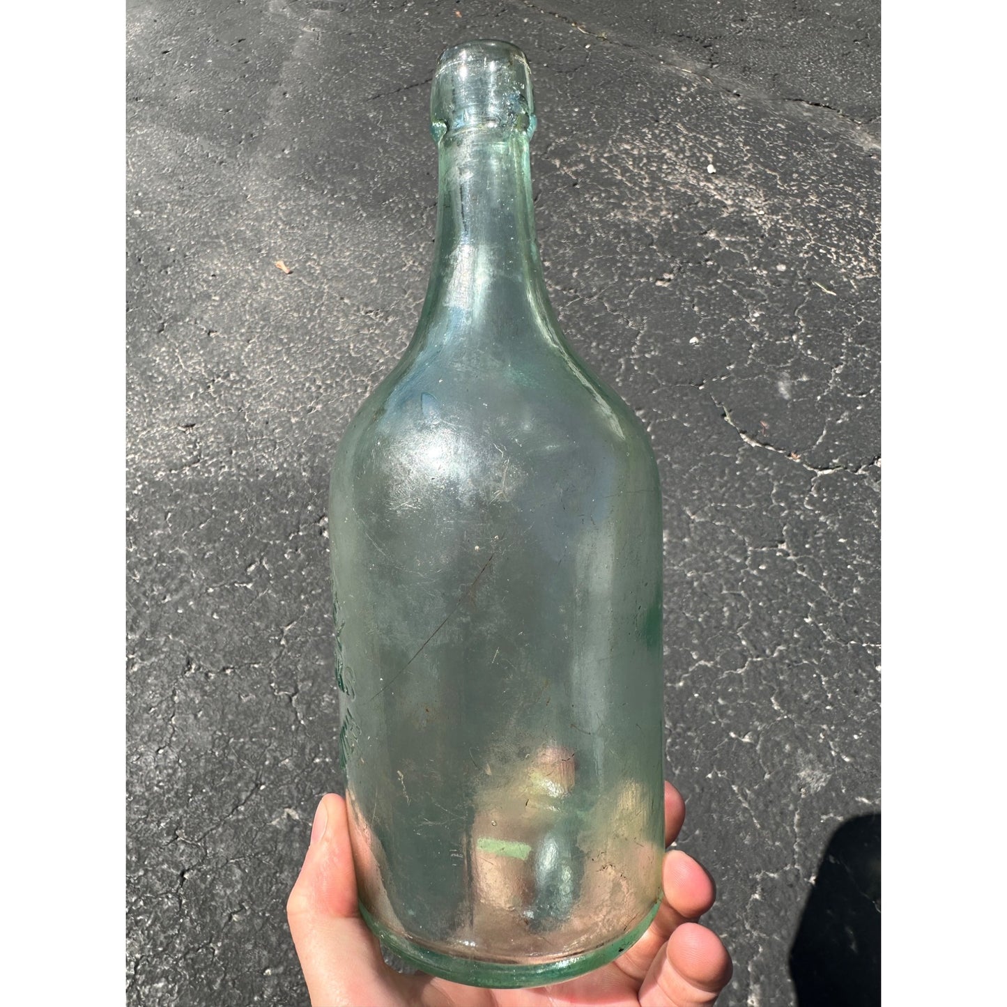 SCARCE Pre-Pro 1890s JJ Tirschel Bottling Works Iron Mountain Mich. Beer Bottle Aqua
