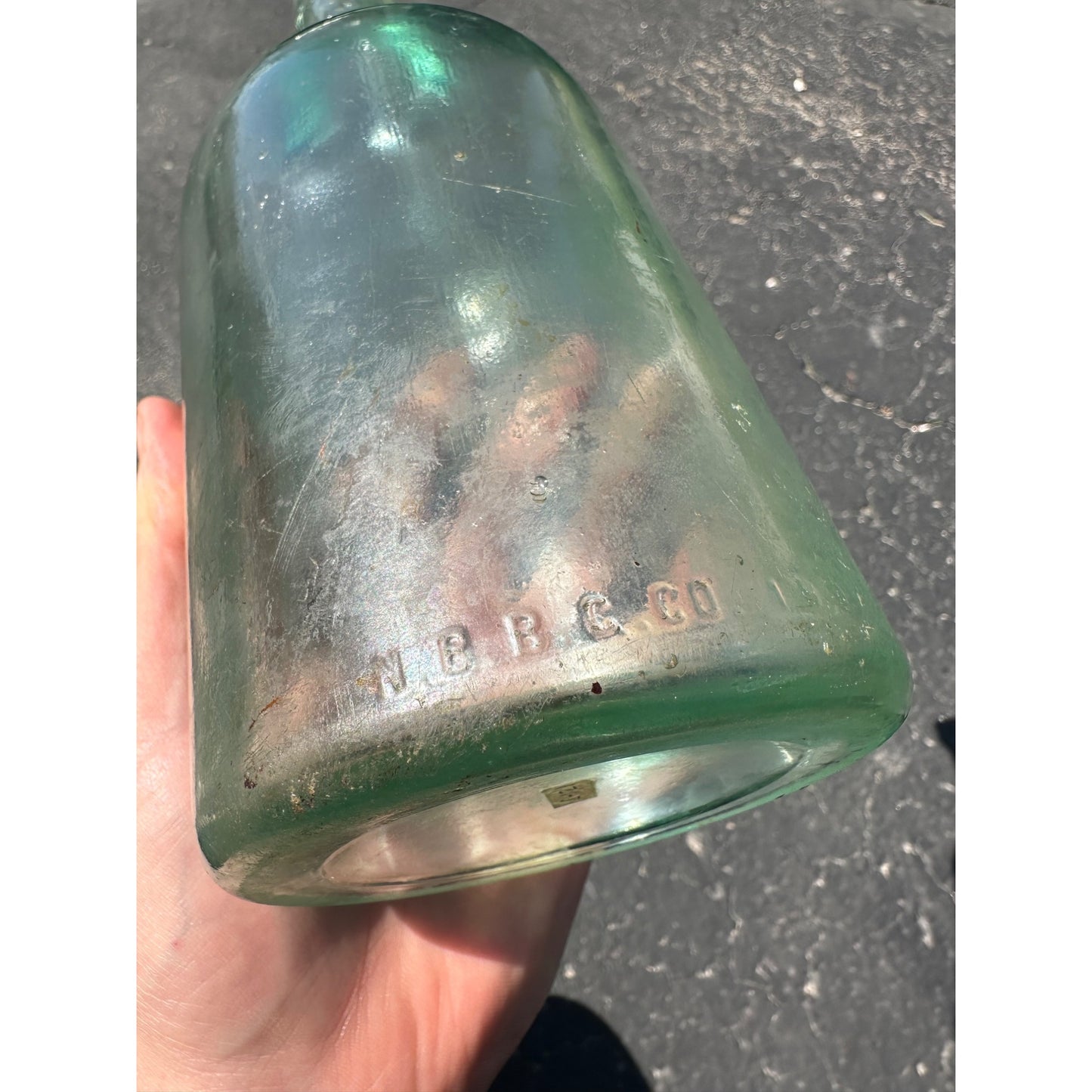 SCARCE Pre-Pro 1890s JJ Tirschel Bottling Works Iron Mountain Mich. Beer Bottle Aqua