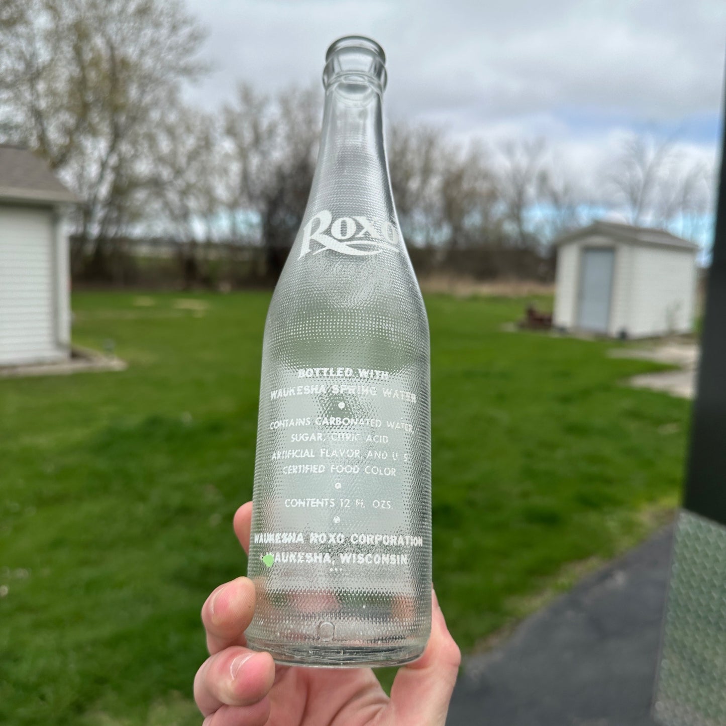 Vintage Roxo Beverages Waukesha Soda Bottle ACL 12oz