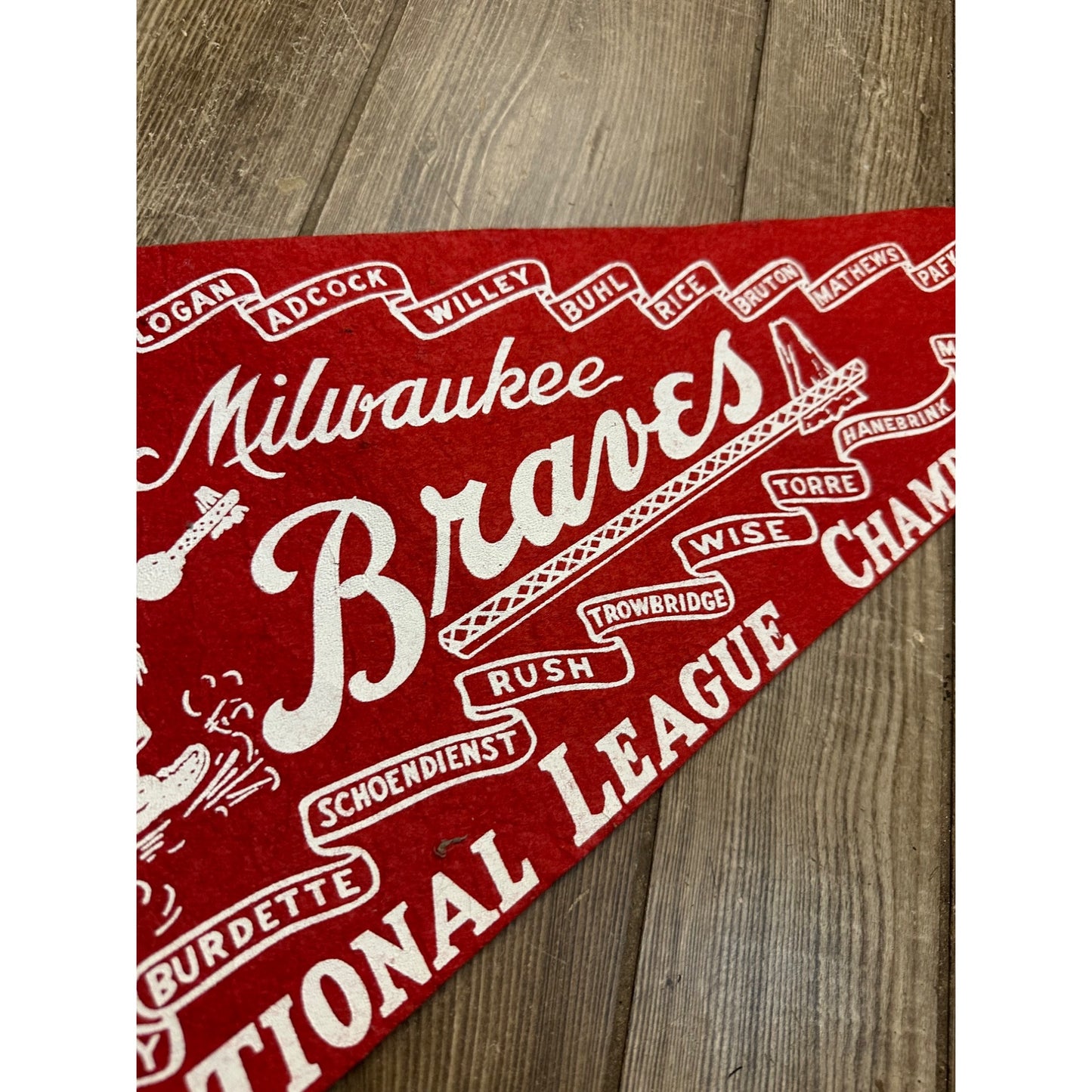 Original 1959 Milwaukee Braves National League Champions Pennant Hank Aaron