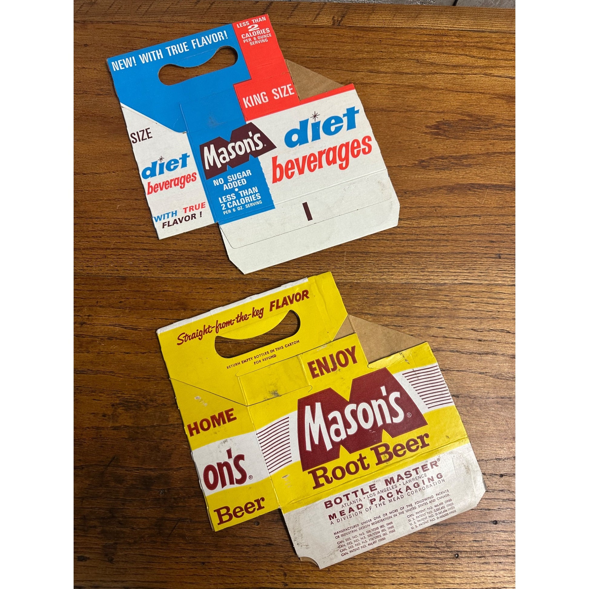 Mason's Root Beer Diet Cardboard Carrier Six Pack Carton Bottle 6-Pack Cases Vintage