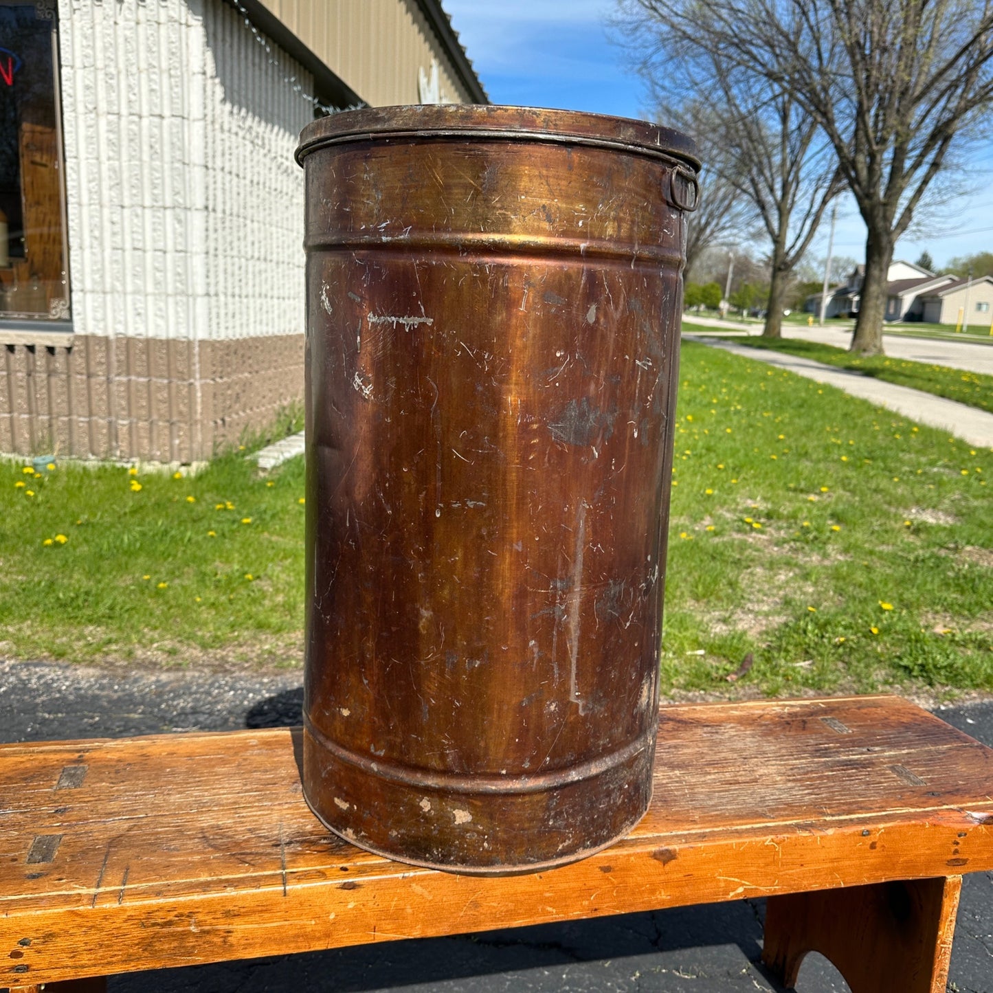Antique Early 1900s General Store Flour Stenciled Tin Bin Primitive Farmhouse