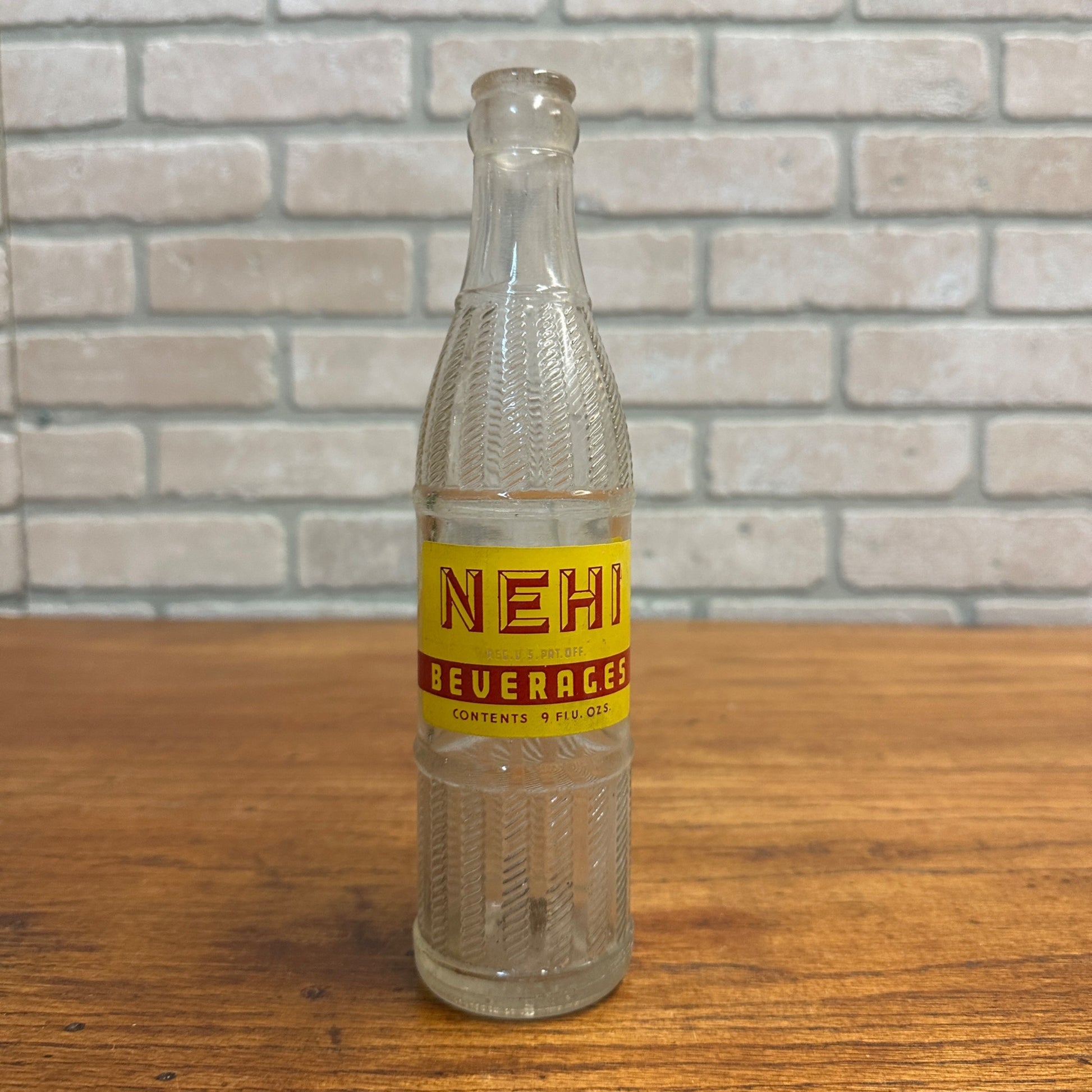 9oz Nehi Beverages Madison Wisconsin Soda Bottle Glass Ribbed
