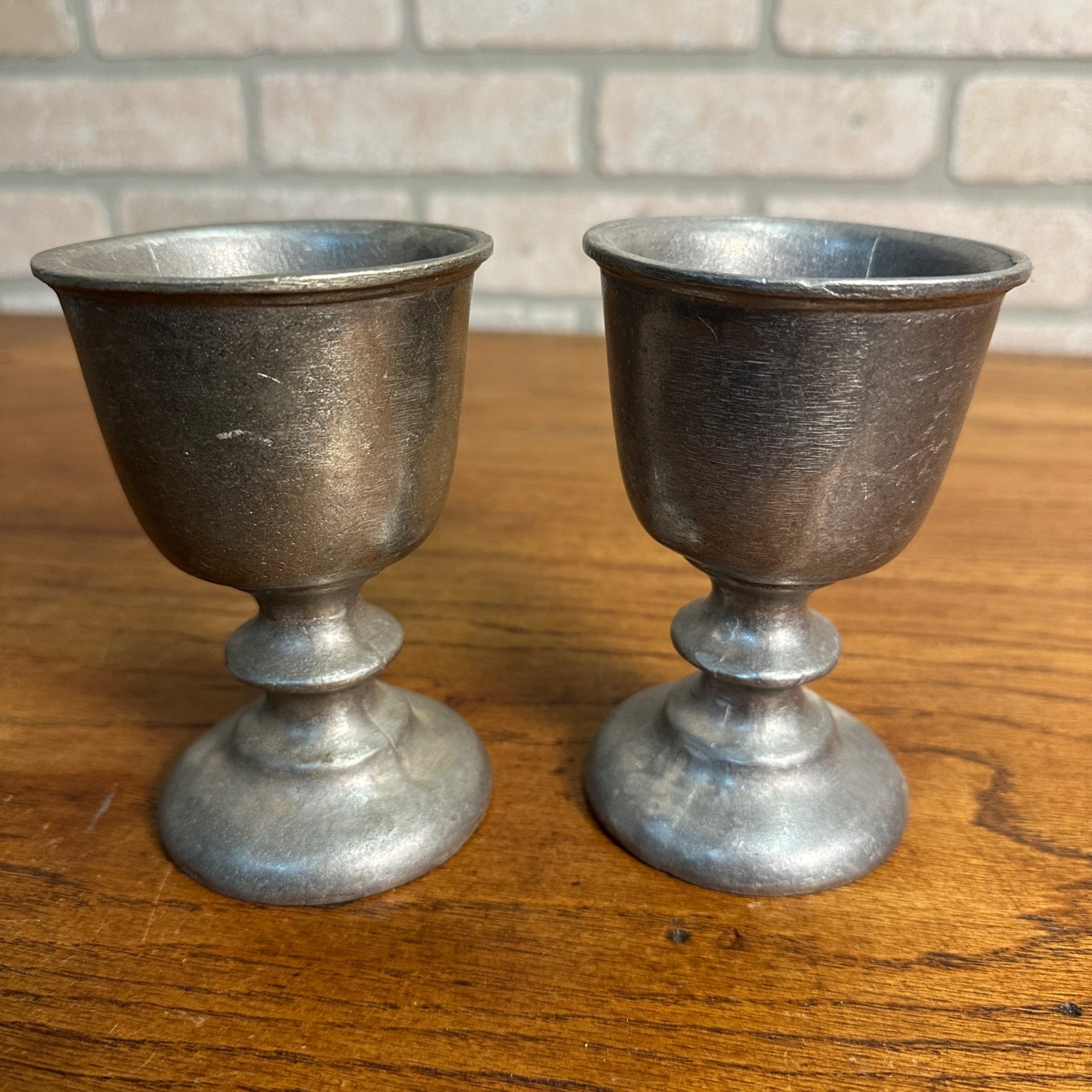 Vintage Pewter Wine Goblets 5" Footed Gothic Wedding Wilton Armetale?