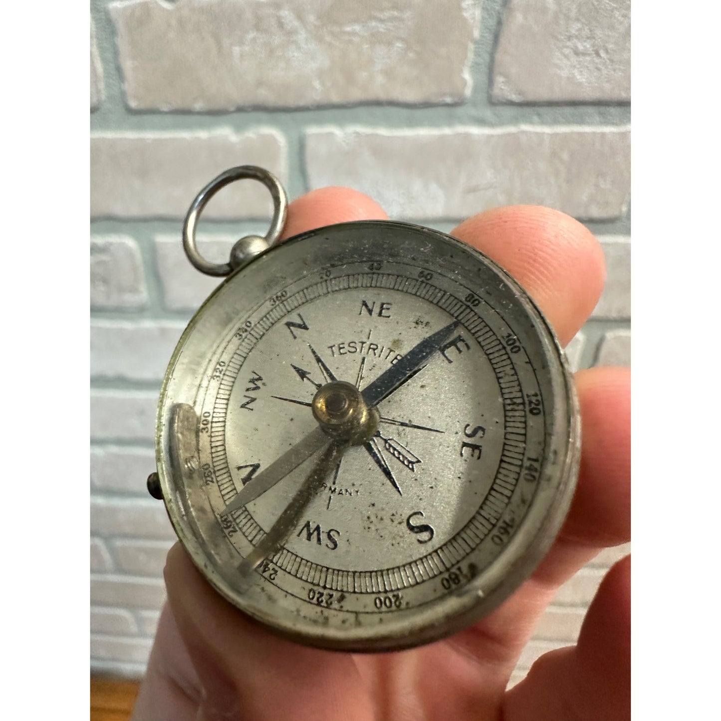Vintage Testrite Germany Pocket Compass 1.5" Hunting Camping Outdoorsman