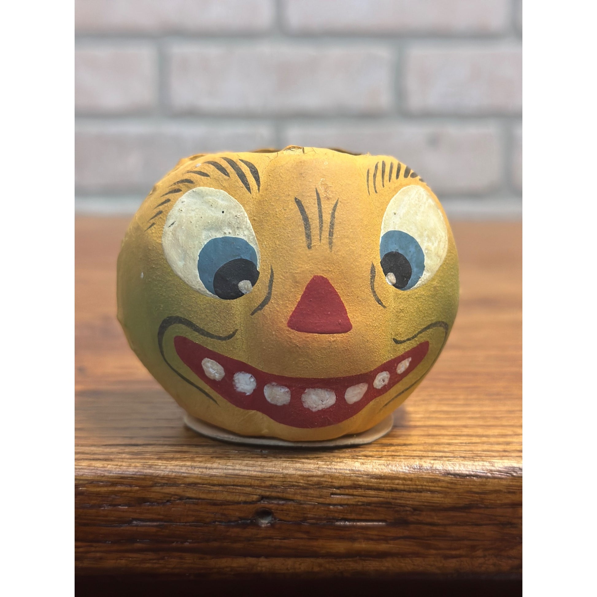 Antique German Small Pressed Paper Mache Halloween JOL Pumpkin Jack O Lantern