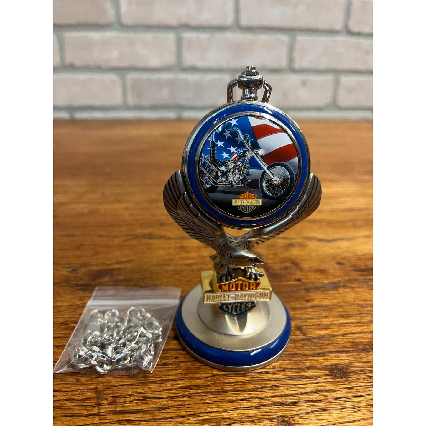 Franklin Mint Harley Davidson Pocket Watch w/ Stand Ultimate Chopper Edition