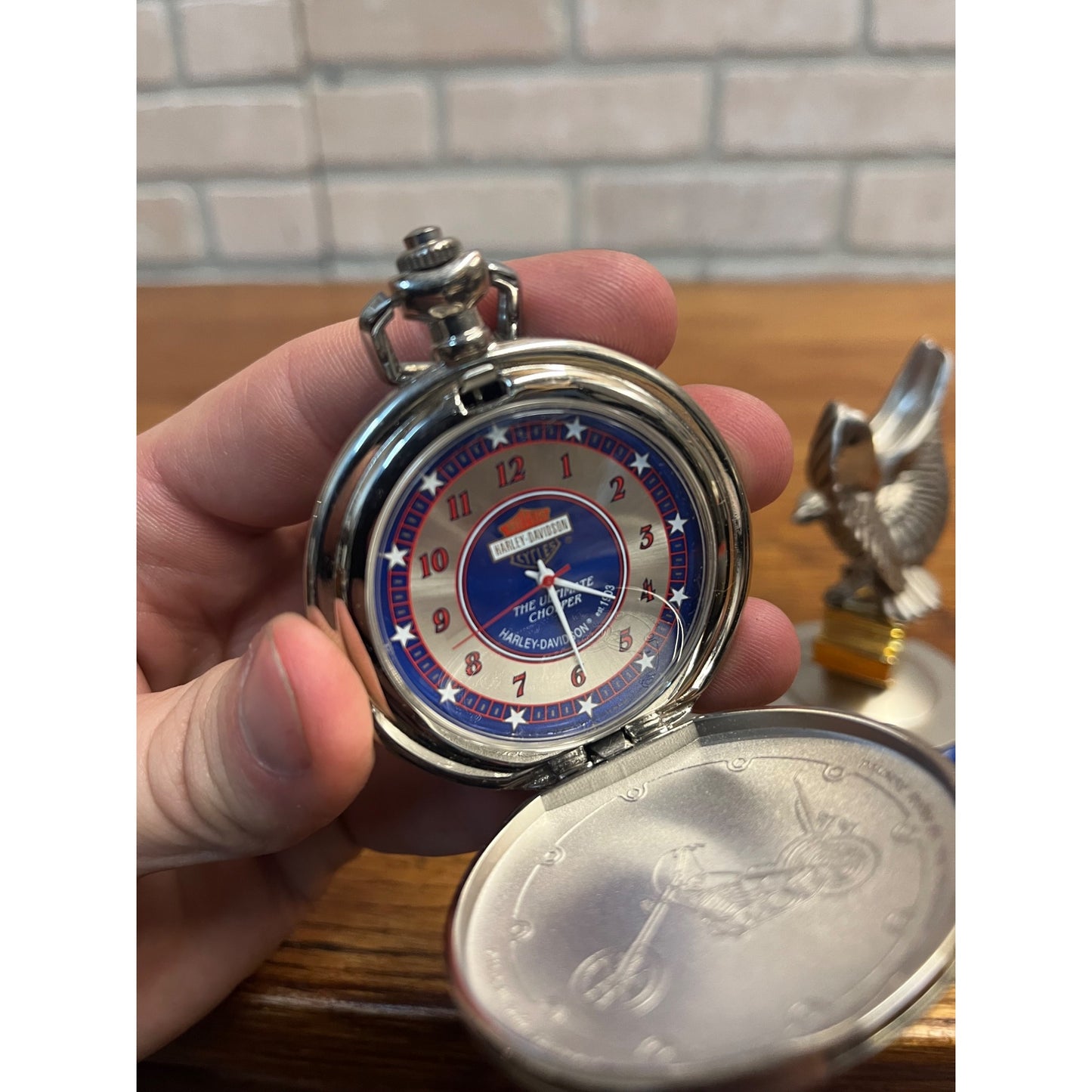 Franklin Mint Harley Davidson Pocket Watch w/ Stand Ultimate Chopper Edition
