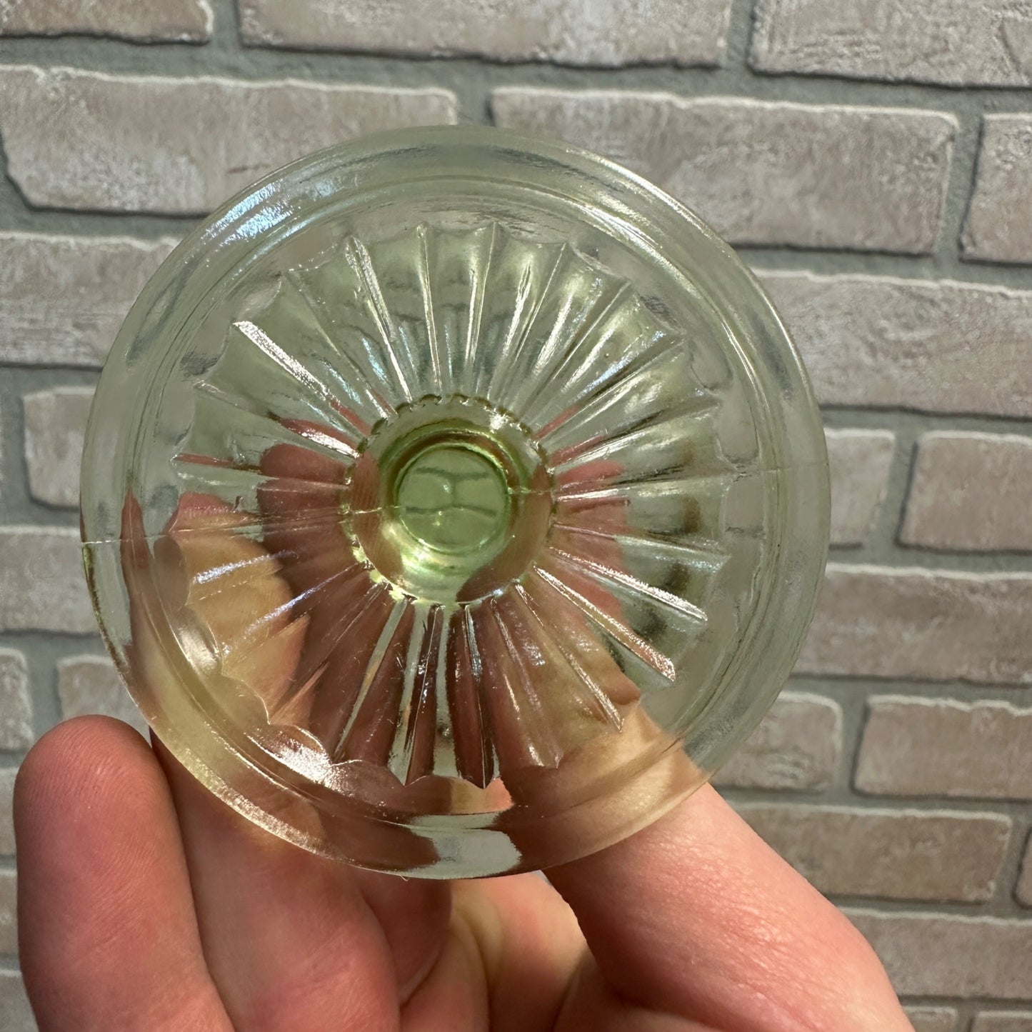 3pc Anchor Hocking Roulette Sherbert Dishes Uranium Vasline Depression Glass