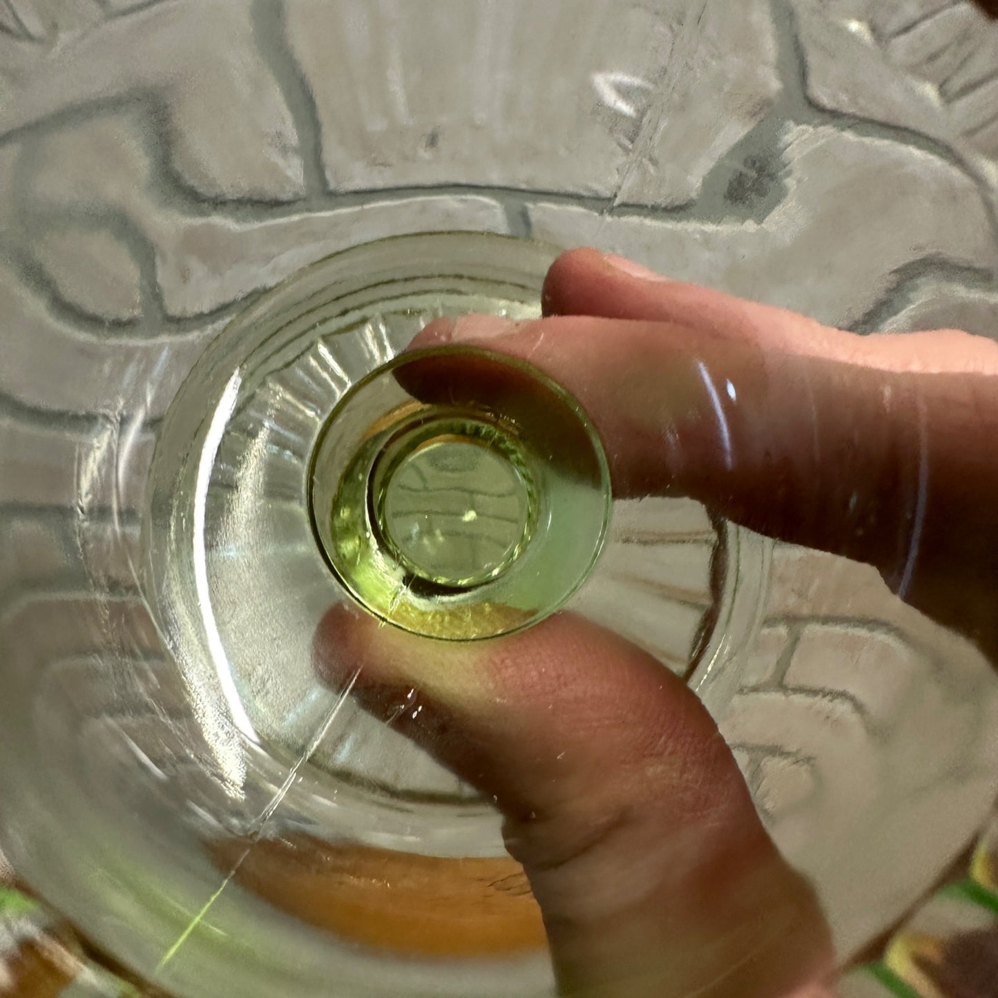 3pc Anchor Hocking Roulette Sherbert Dishes Uranium Vasline Depression Glass