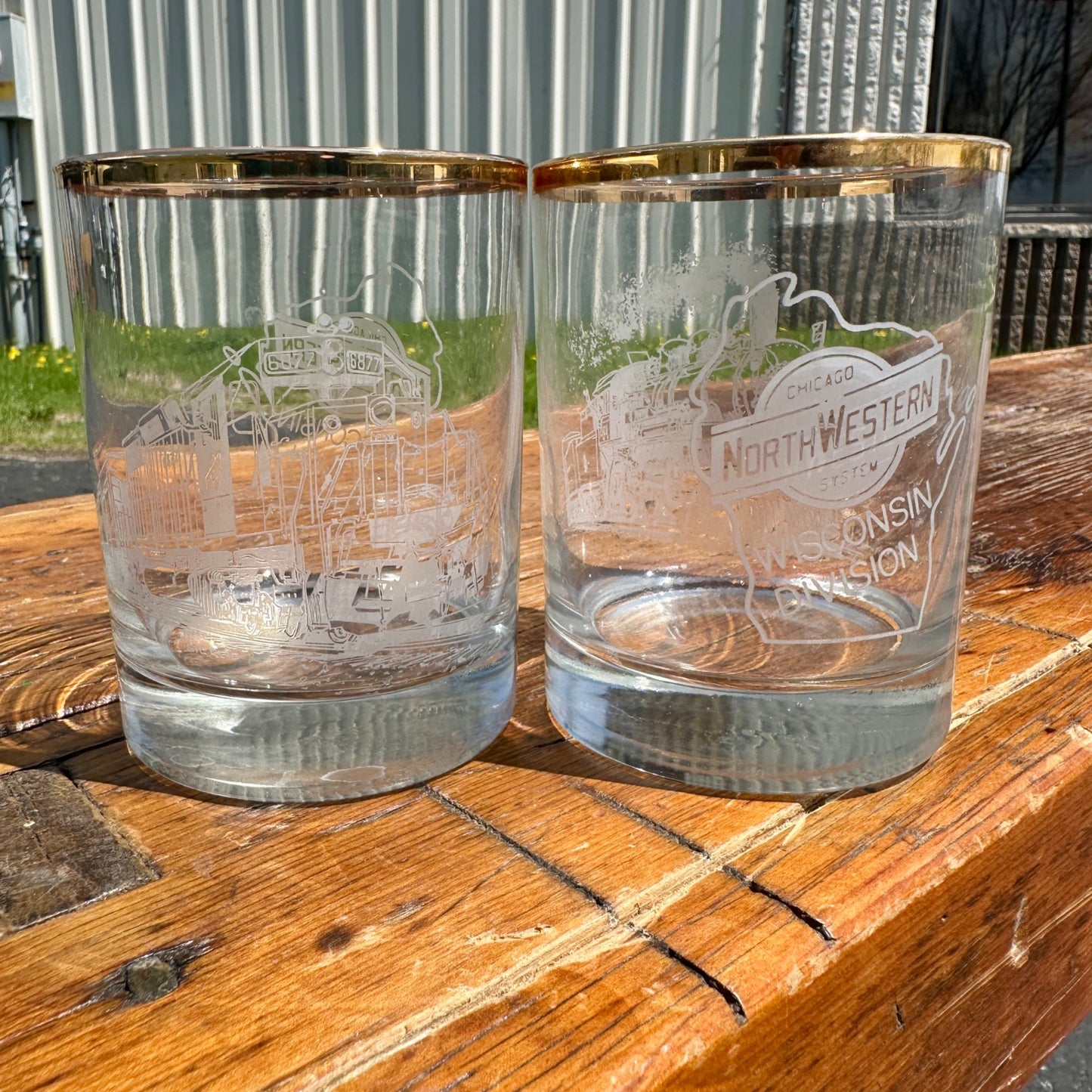 Chicago Northwestern Railroad Wisconsin Division Glasses Set of (2) Cocktail