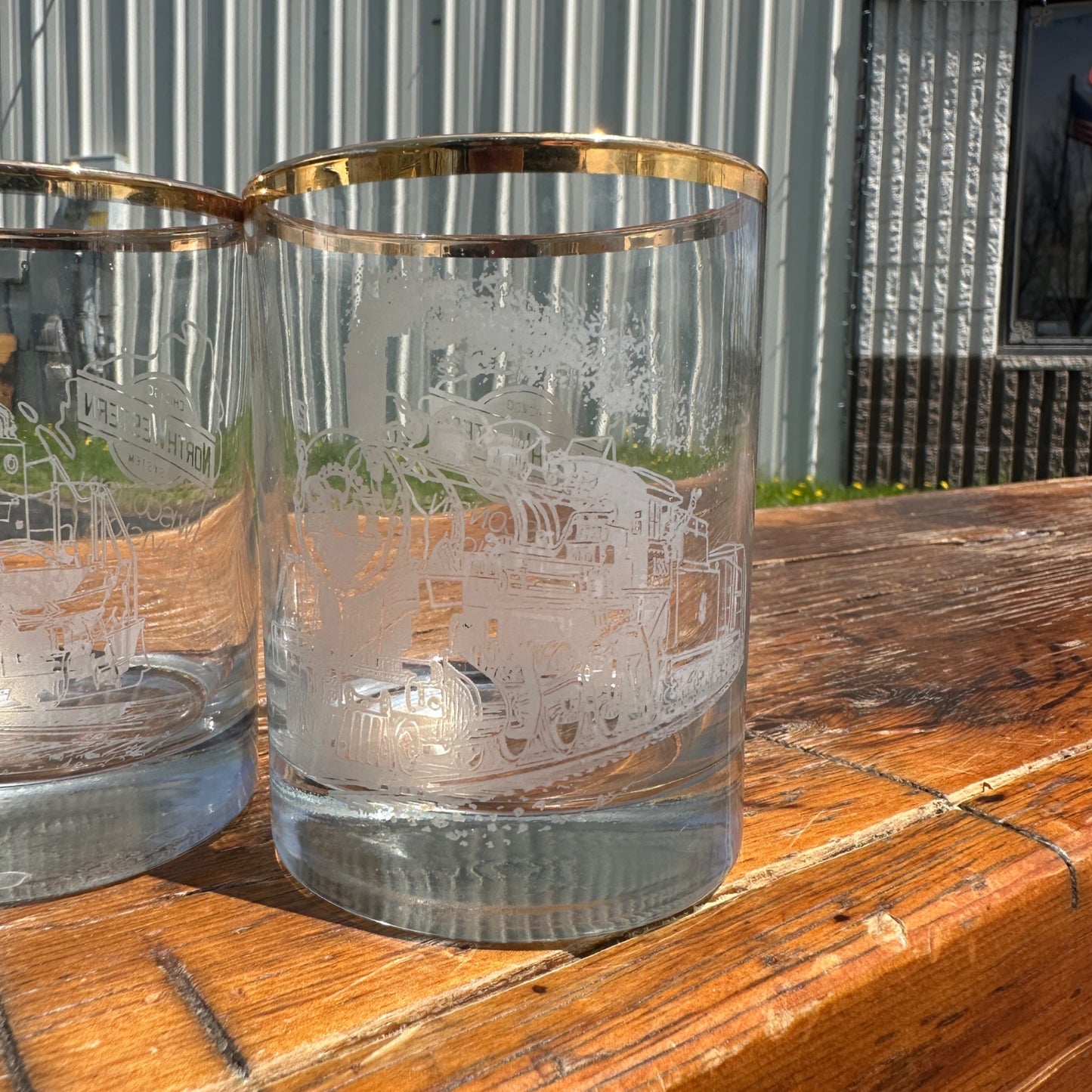 Chicago Northwestern Railroad Wisconsin Division Glasses Set of (2) Cocktail