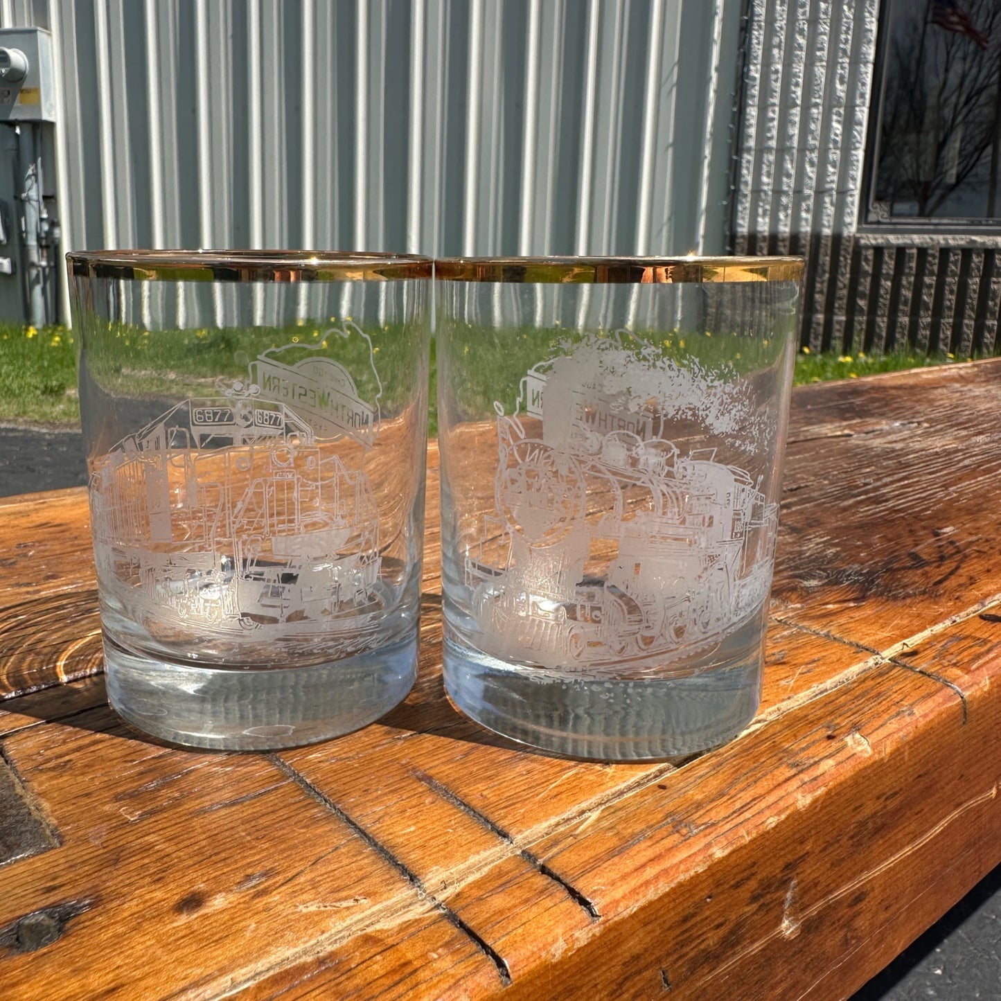 Chicago Northwestern Railroad Wisconsin Division Glasses Set of (2) Cocktail