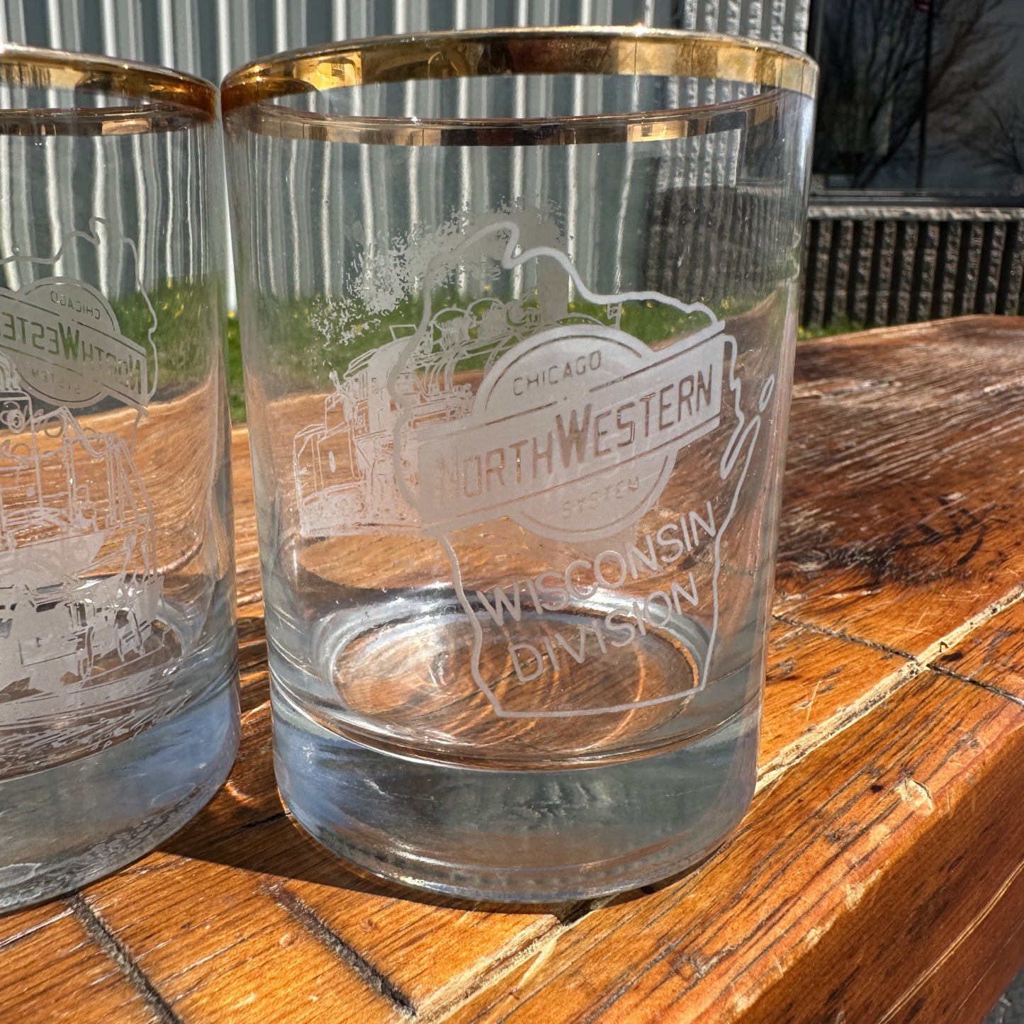 Chicago Northwestern Railroad Wisconsin Division Glasses Set of (2) Cocktail