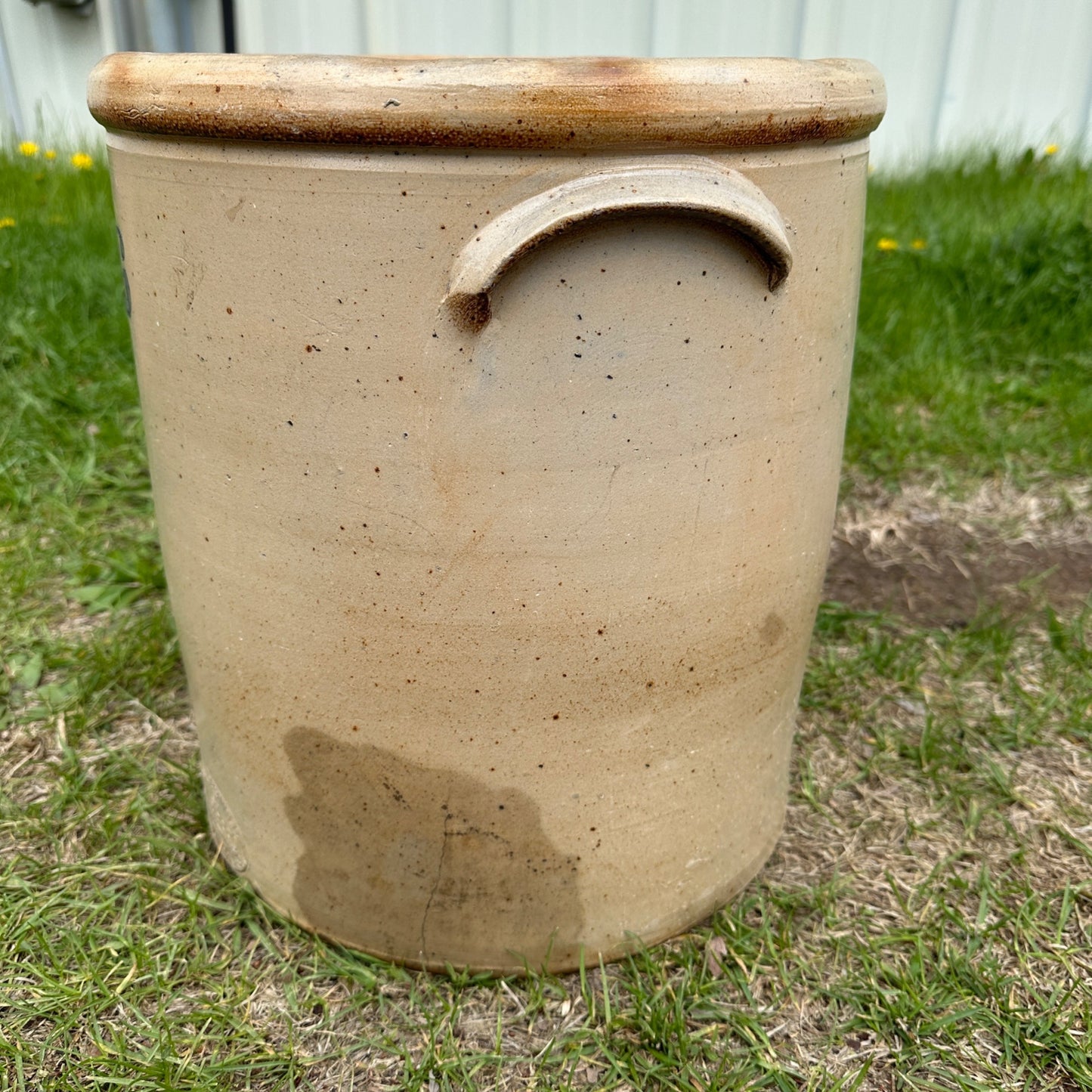 Antique 6 Gallon L.M. Pierron Milwaukee Stoneware Crock Salt Glaze