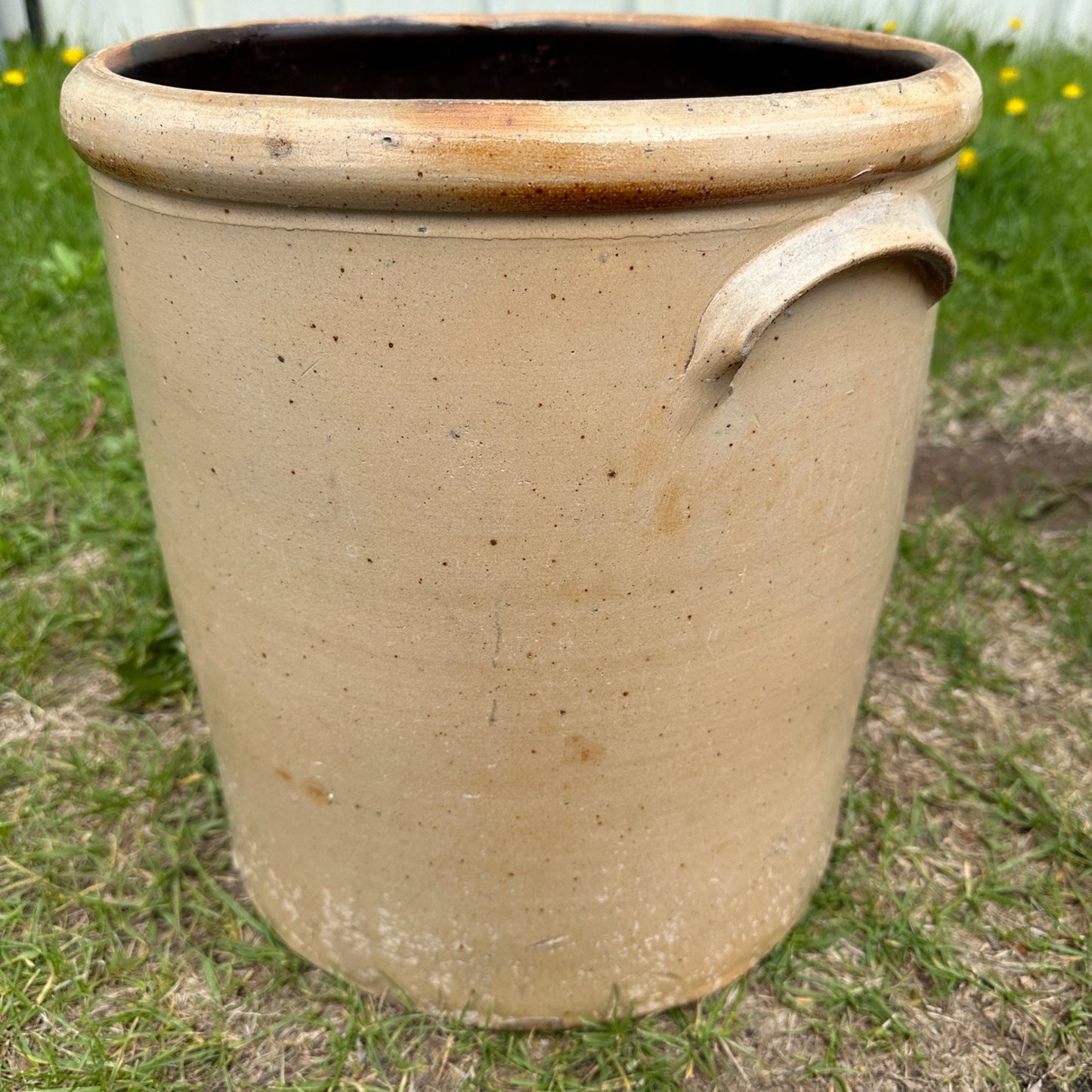 Antique 6 Gallon L.M. Pierron Milwaukee Stoneware Crock Salt Glaze