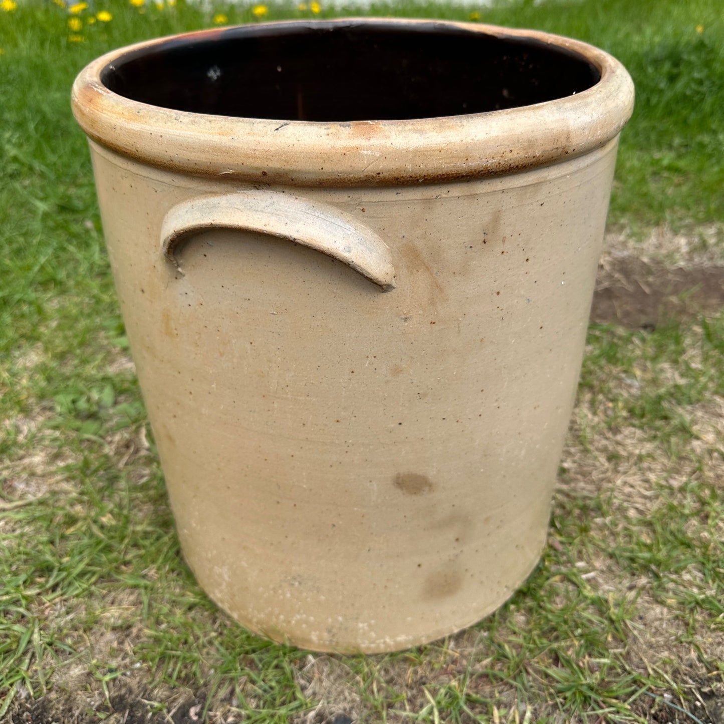 Antique 6 Gallon L.M. Pierron Milwaukee Stoneware Crock Salt Glaze