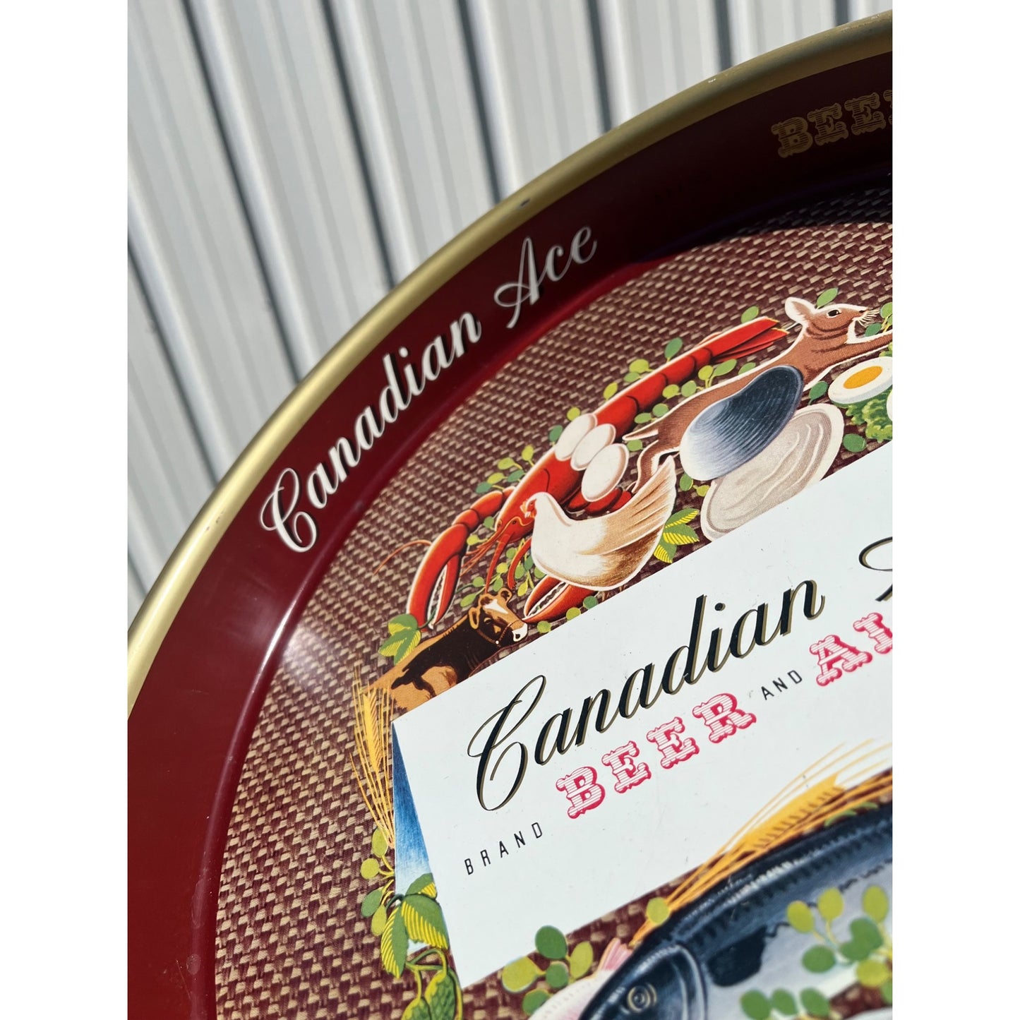 Vintage 1930s Canadian Ace Beer Tray 13" Serving Advertising Bar Sign