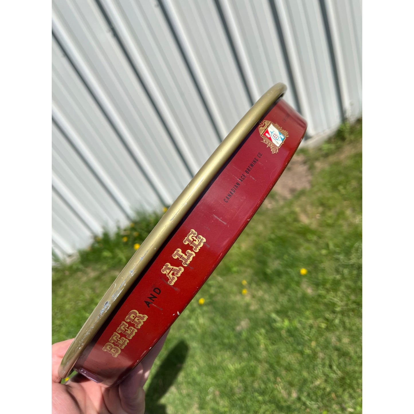 Vintage 1930s Canadian Ace Beer Tray 13" Serving Advertising Bar Sign
